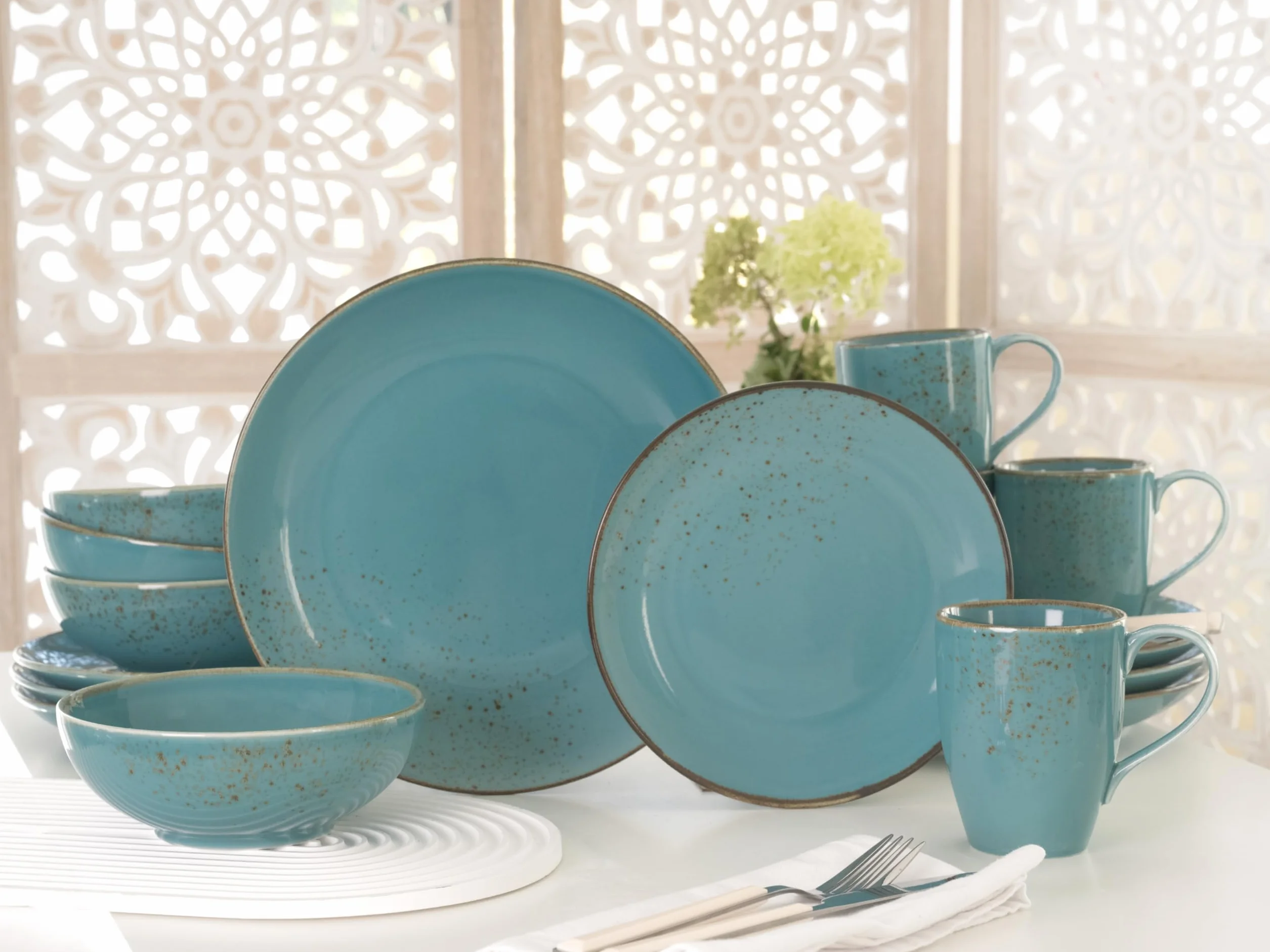 CreaTable, 22413 seria Nature Collection Water, 16-częściowy zestaw dla 4 osób, do kombi ze stali nierdzewnej, do mycia naczyń i mikrowelleeignet
