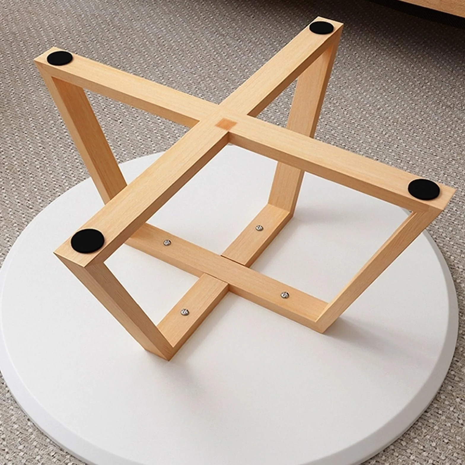Nowoczesny skandynawski okrągły stolik kawowy do salonu i sypialni solidna konstrukcja łatwy montaż stylowe żółte wykończenie 80 x 80 x 45 cm - idealny dodatek do dekoracji domu