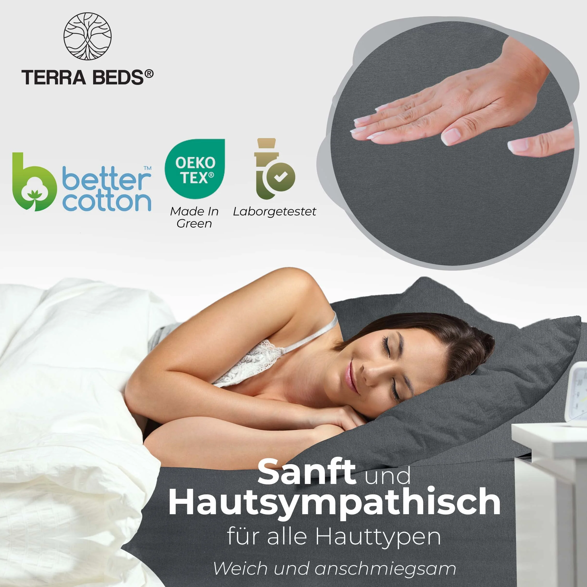 Terra Beds Prześcieradło z Gumką 90x200 cm 100x200 cm 160 g/m2 Oeko-TEX Dżersej