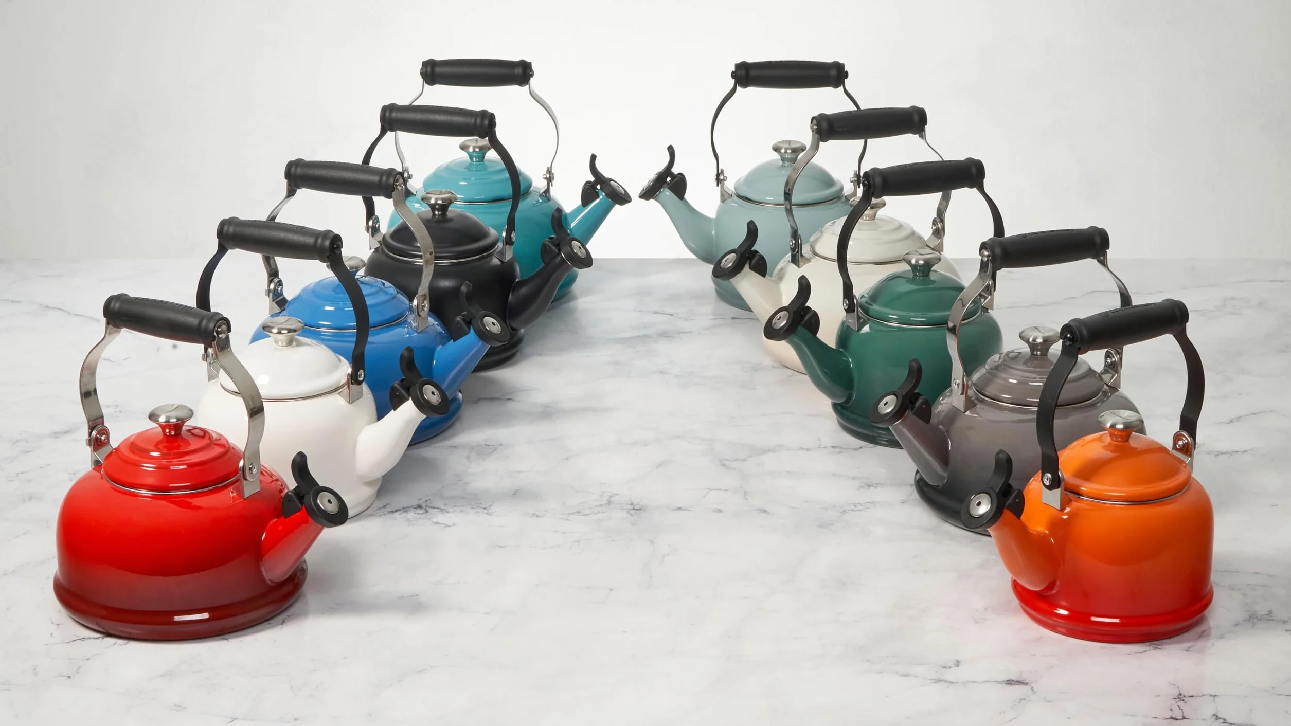 Le Creuset Emaliowany na stali czajnik do herbaty Demi z metalowymi wykończeniami, 1,18 l, biały