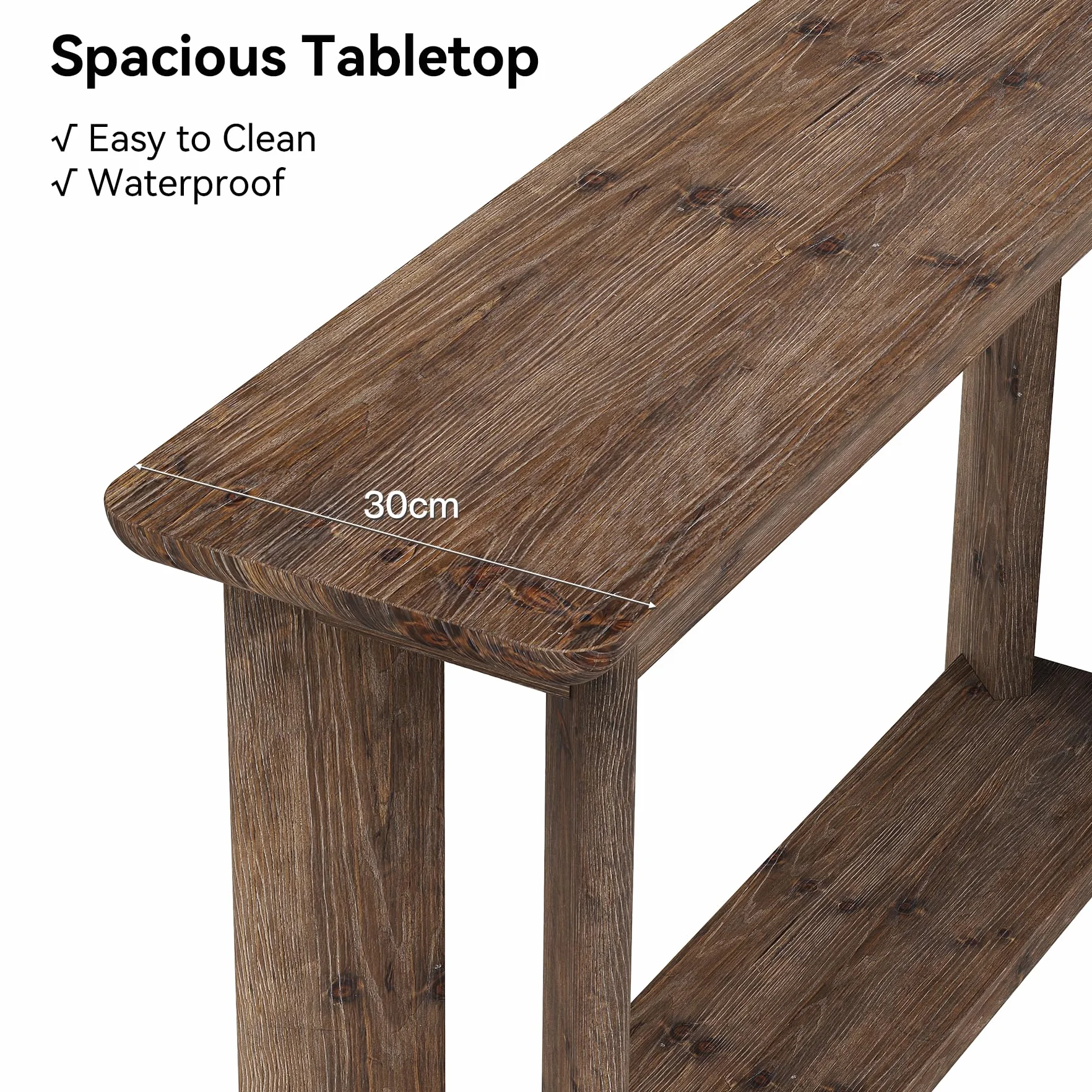 Stół konsolowy z litego drewna 105 cm, 2 w 1, stół do przedpokoju i sofy, stół z prawdziwego drewna orzechowego z półką, wąska konstrukcja do przedpokoju i salonu, łatwy montaż 30 minut
