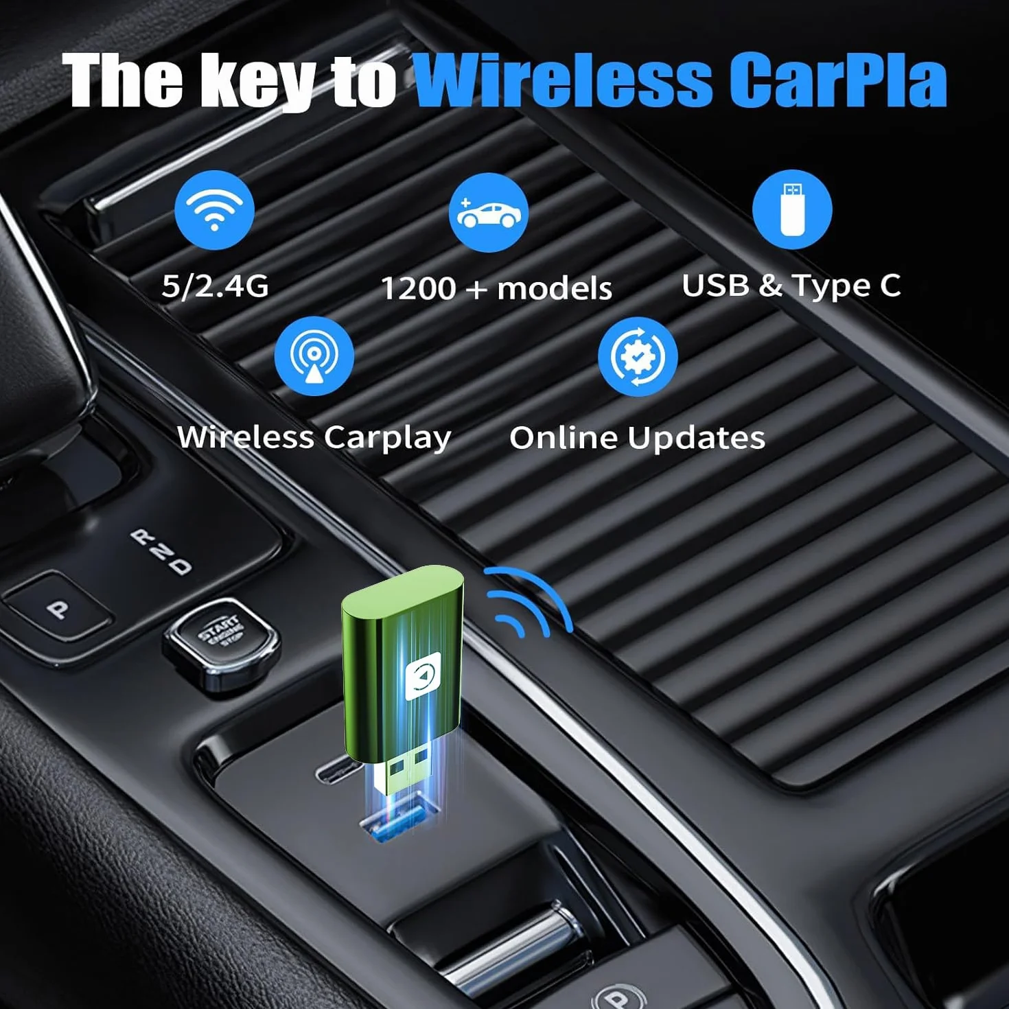 Mini Wireless Carplay Adapter UK for iPhone, 2025 Stable Universal Wireless carplay Adapter, Fast Convert Factory Wired to Wireless CarPlay Dongle Cars for Apple for iOS (NOT for Android)
