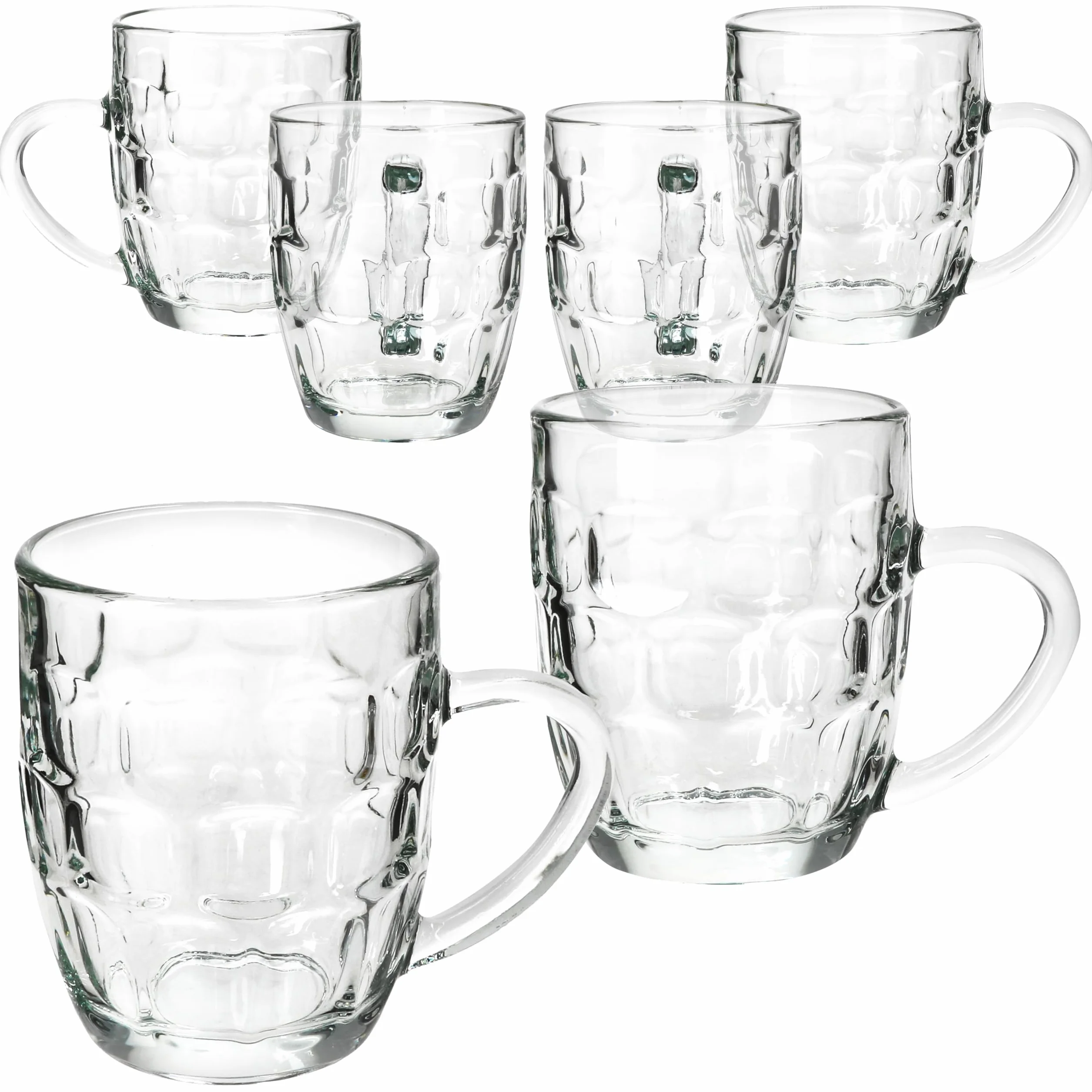MamboCat Zestaw 6 kufli do piwa Dijon I 200 ml, wysokość 9,3 cm I dla 6 osób I Kufle do piwa ze szkła z tarczą, reliefem i uchem I Szklanki do piwa 0,2 l I Szelki do piwa na imprezy, urodziny i inne