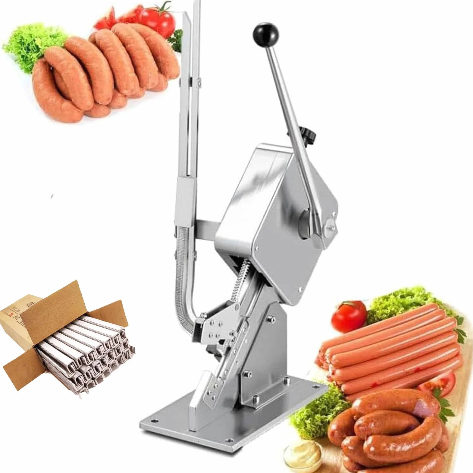 Ręczna maszyna do klipsowania kiełbas w kształcie litery U z 4000 klipsami, narzędzie do zamykania i wiązania plastikowych torebek do pakowania żywności w kuchni (maszyna + U508)