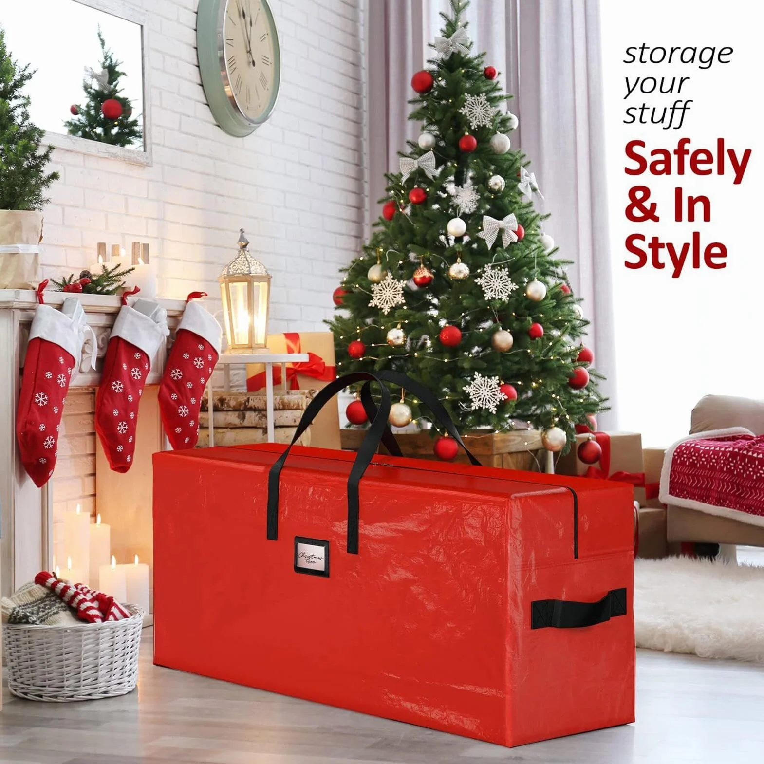 Artificial Christmas Tree Storage Bag, Waterproof Christmas Tree Storage Container with Zipper, Heavy-Duty Christmas Decoration Organizer with Reinforced Handles, Extra-Large Holiday Tree Storage
