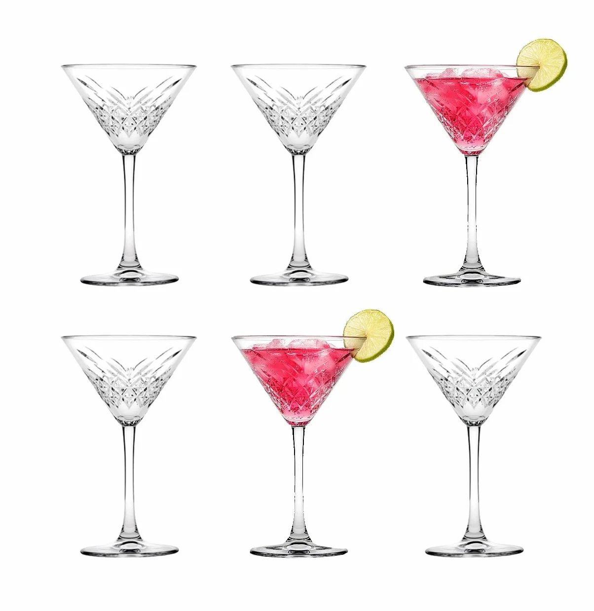Pasabahce 440176 Martini kieliszek "Timeless" w kryształowym wzorze, wysokość ok. 17,2 cm, zestaw 6 sztuk ze szkła