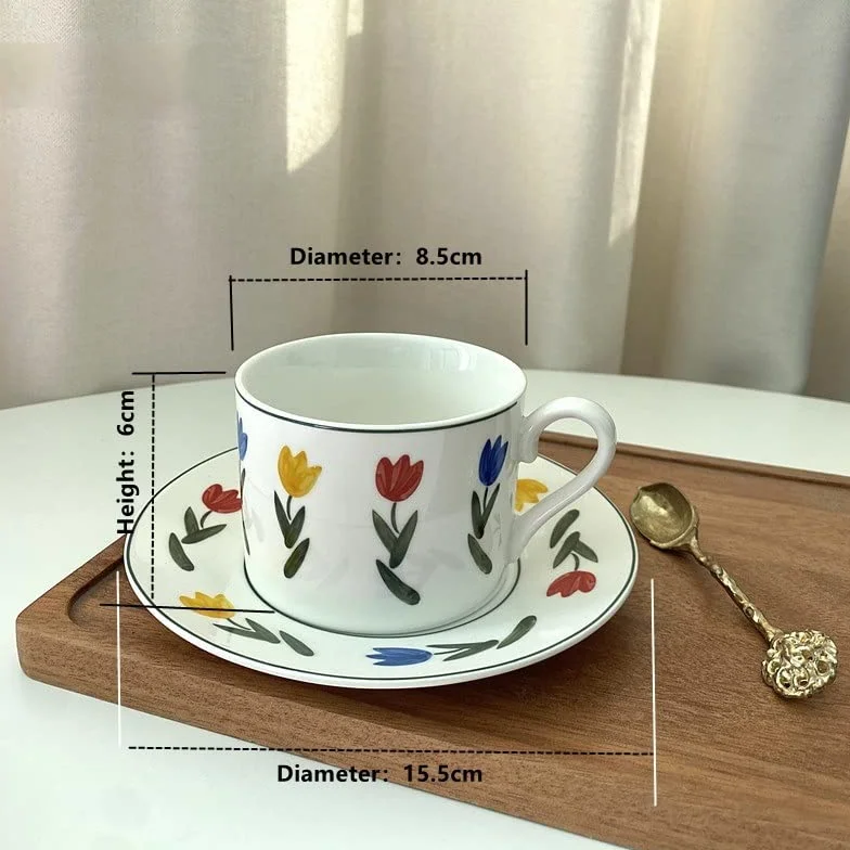 Kubek do kawy, prezent dla taty, kubek na prezent, kubek do kawy retro kwiat biały ceramiczny kubek do kawy spodek zestaw śniadanie picie filiżanka do herbaty