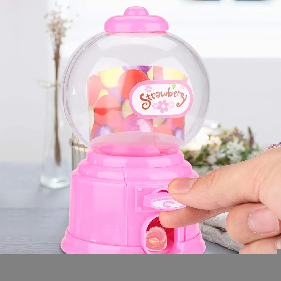 Maszyna do cukierków Przenośna maszyna do cukierków dla dzieci Plastikowe mini kulki Dozownik fasoli dla dzieci przedszkole (różowy)