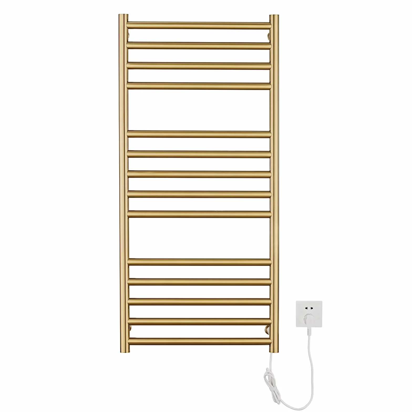 Elektryczny grzejnik łazienkowy złoty elektryczny grzejnik na ręczniki 110 x 52 x 12 cm grzejnik ogrzewanie 162 W ogrzewacz na ręczniki stal nierdzewna suszarka na ręczniki