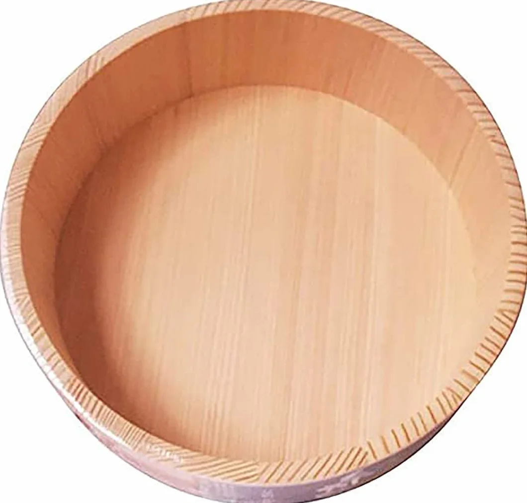 TIKUSAN Drewniana wanna do mieszania ryżu Hangiri Miedziana opaska wyprodukowana w Japonii Sushi Rice Bowl Sushi Oke (33 cm)
