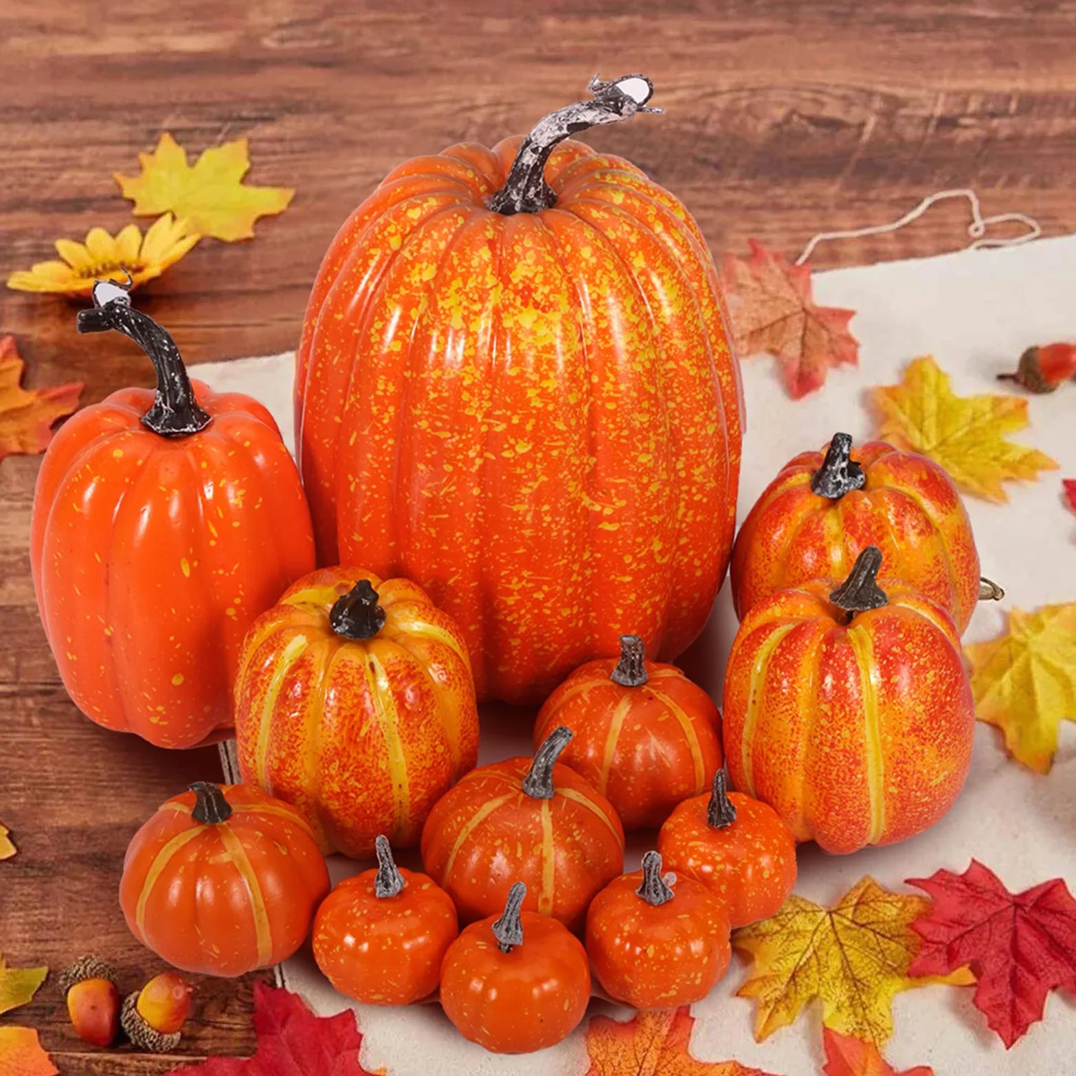 ZLPBAO 12 szt. sztucznych dyń, jesienne dynie na Święto Dziękczynienia, Halloween, Boże Narodzenie lub jesienną dekorację