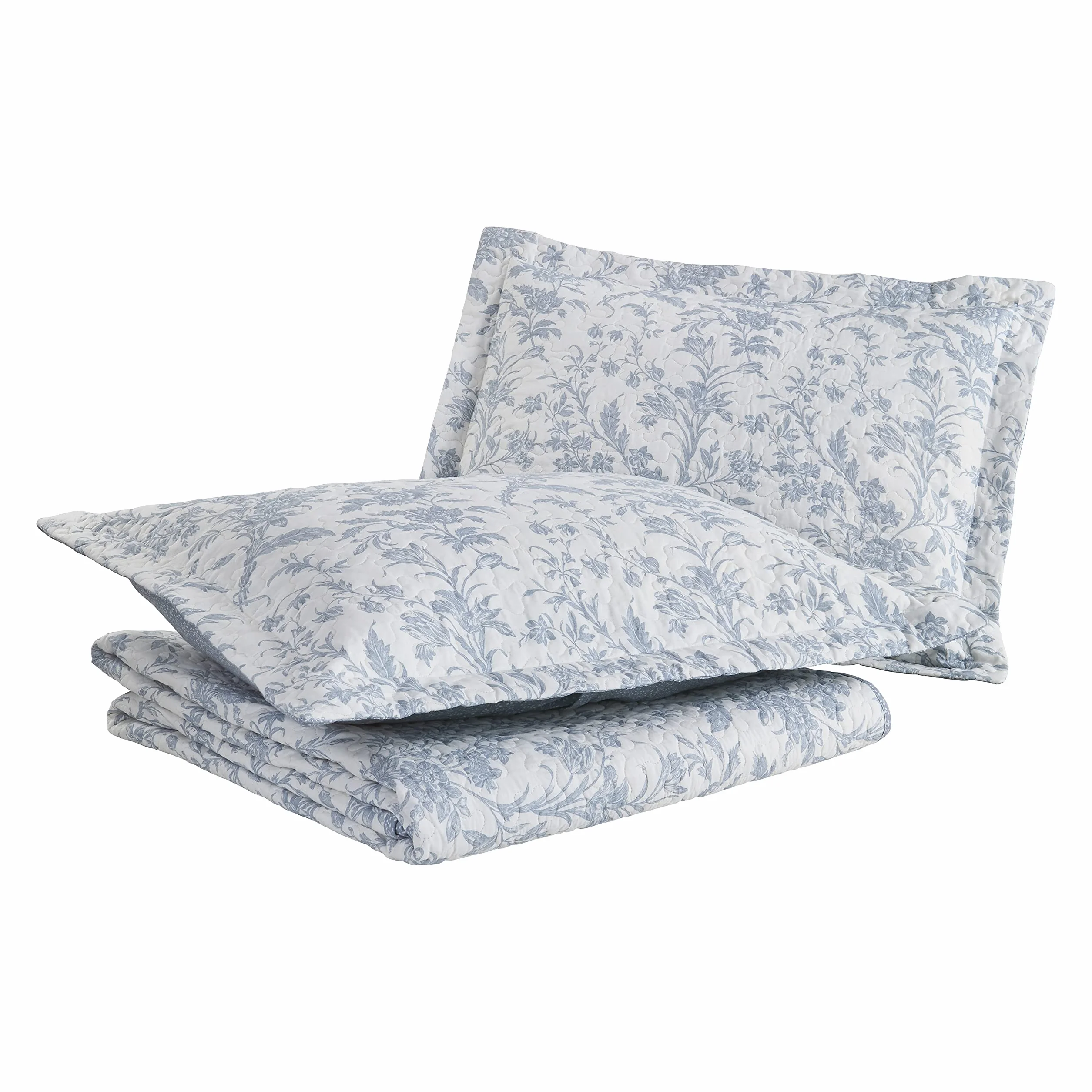 Laura Ashley Home - Kolekcja Amberley - zestaw kołder, 100% bawełna, oddychająca i lekka, dwustronna pościel, wstępnie sprana dla dodatkowej miękkości, podwójna, niebieski spa