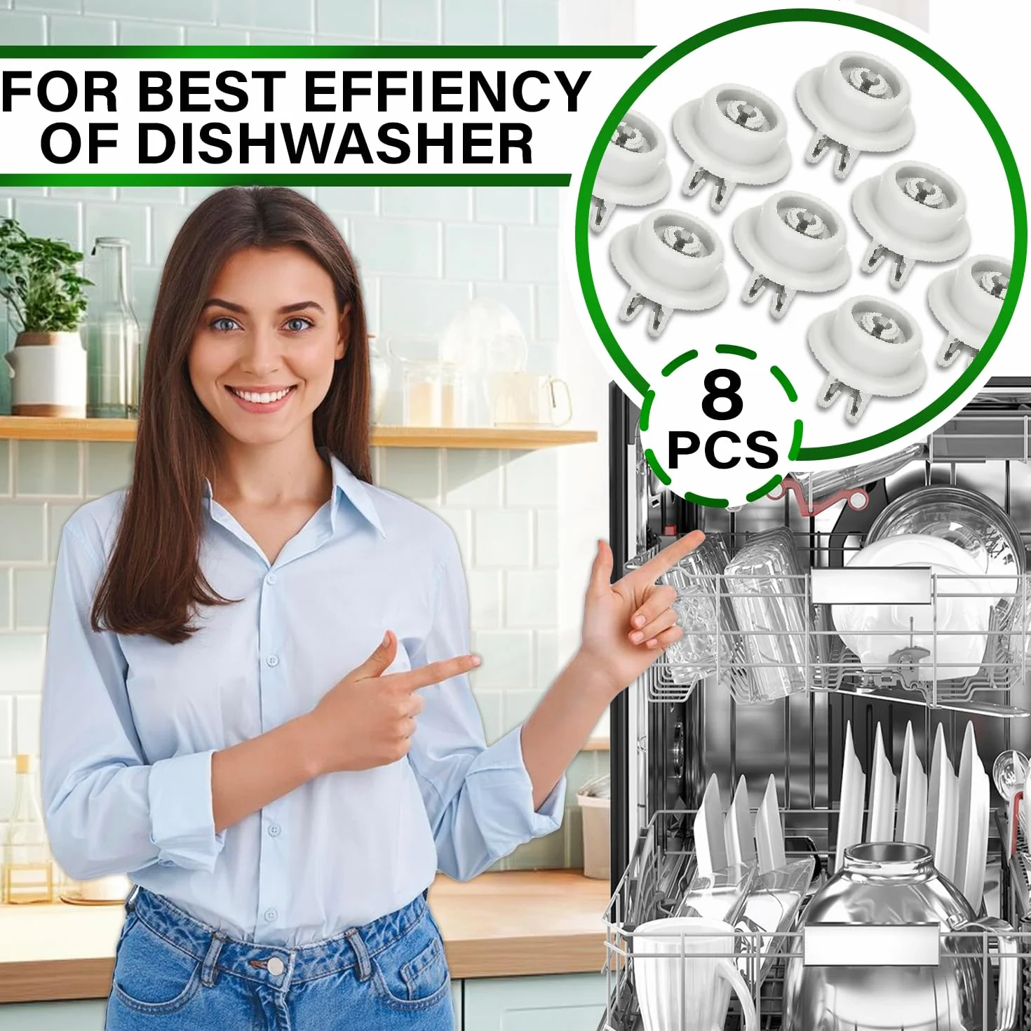 8 sztuk kółek do zmywarki do dolnej średnicy kosza Ø 34 mm z oryginalnym kodem 5027905900/5 50279059005 do AEG do Electrolux dla Zanussi - 5 lat - ONIX TECH