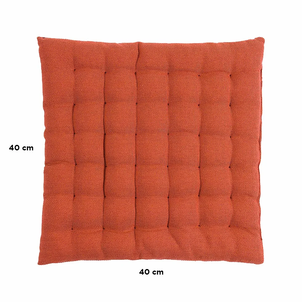 LINUM Pepper elegancka poduszka do siedzenia do użytku wewnątrz i na zewnątrz, 40 x 40 cm, 100% bawełna, nadaje się do prania, rdzawy pomarańczowy