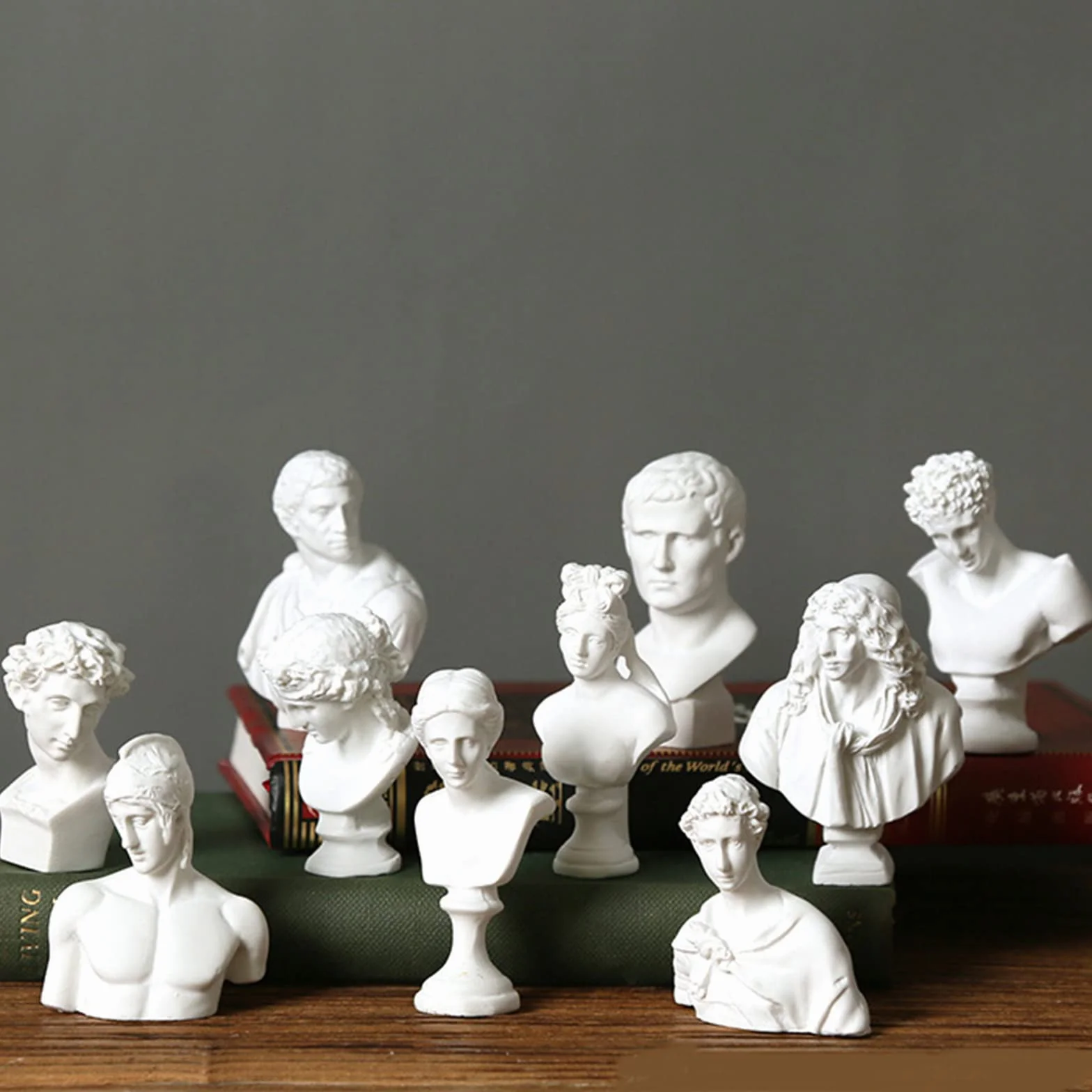 10 mini greckich posągów popiersie 6,9 cm, słynna replika figurki rzeźby z żywicy, mała głowa, tynk, chłopcy, portrety, rękodzieło, do dekoracji domu, biura, szkicowania, rysowania, farby w