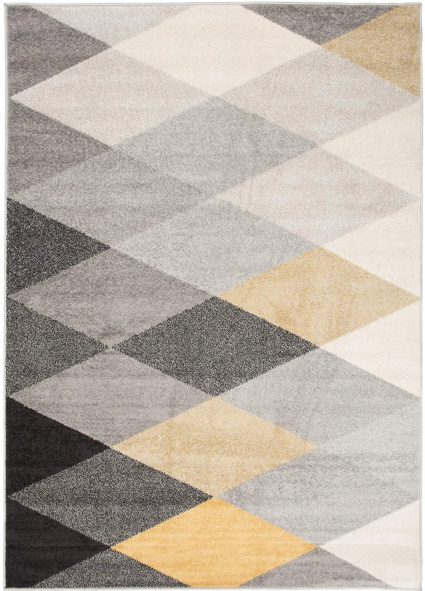 Tapiso LAZUR dywan do salonu, krótkie runo, nowoczesne figurki geometryczne, szary, ciemnoszary, czarny, kremowy, żółty, do sypialni, Ökotex 240 x 330 cm