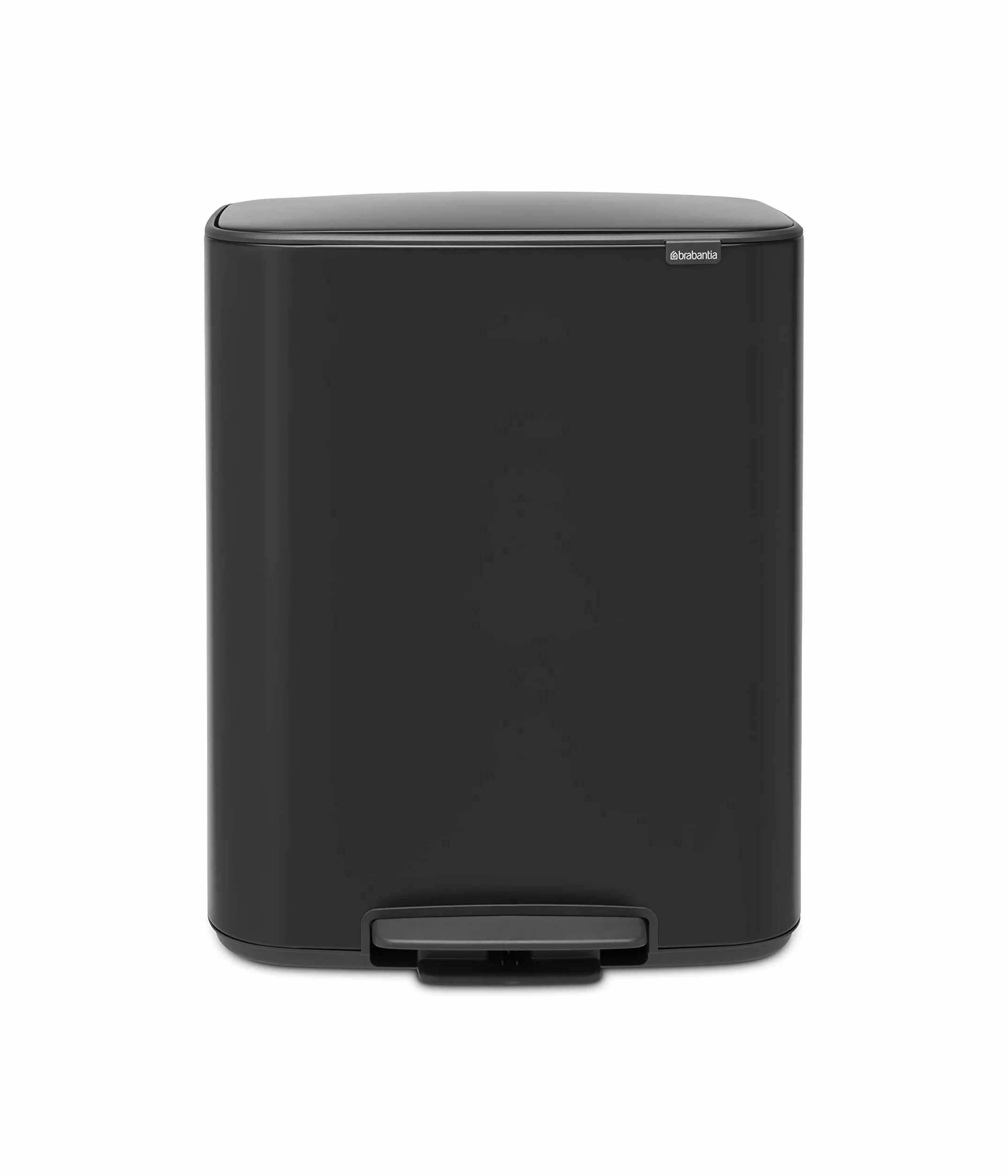 Brabantia Bo Kosz na Pedały 2x30L Duży Kosz na Śmieci do Kuchni Podwójny Czarny 54 x 37 x 65 cm