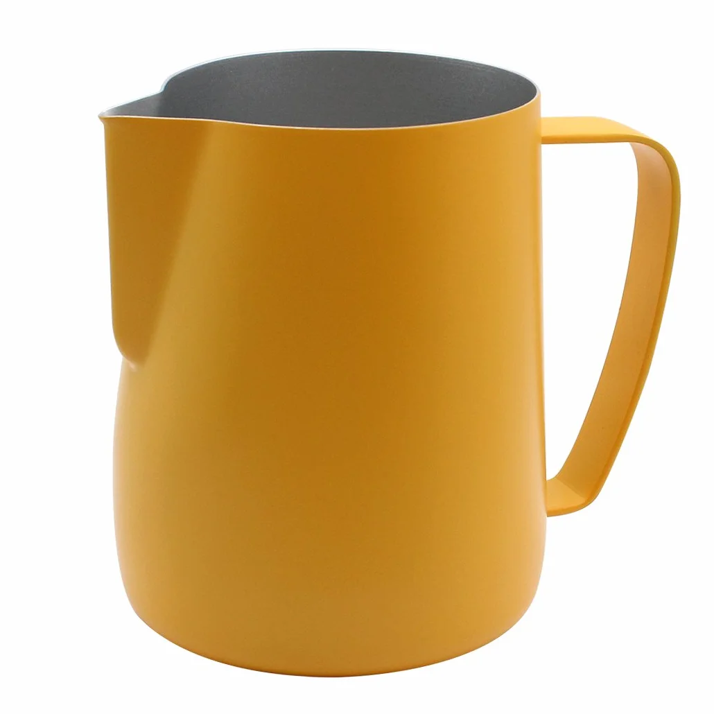 Dzbanek do spieniania ze stali nierdzewnej Dzbanek do gotowania na parze Odpowiedni do kawy, latte i spieniania mleka 600 ml żółty