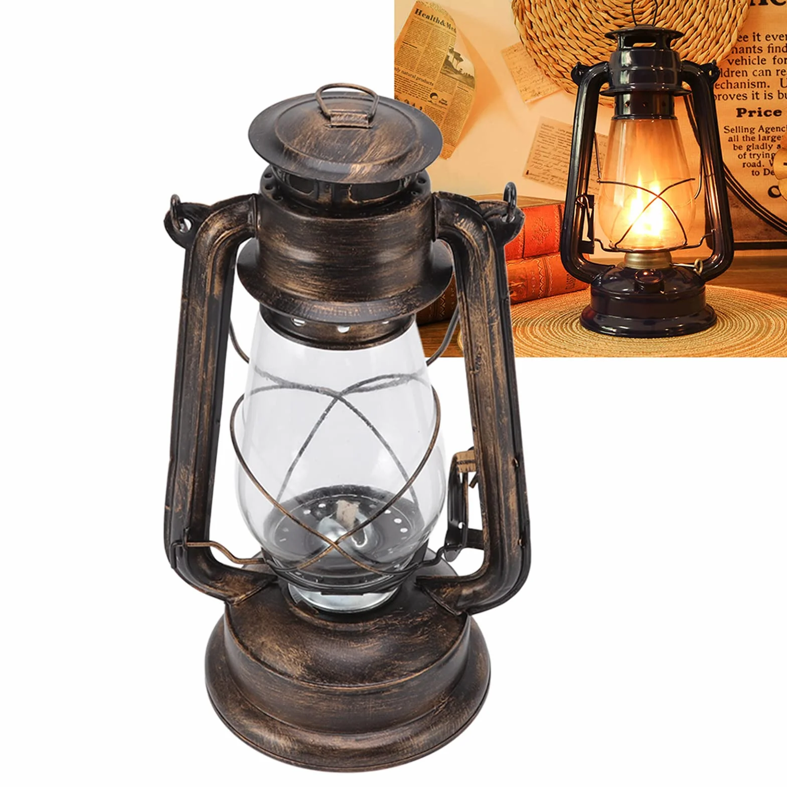 Vintage metalowa olejowa burza latarnia palenie huragan latarnia retro lampy naftowe na kemping piesze wycieczki dekoracja patio