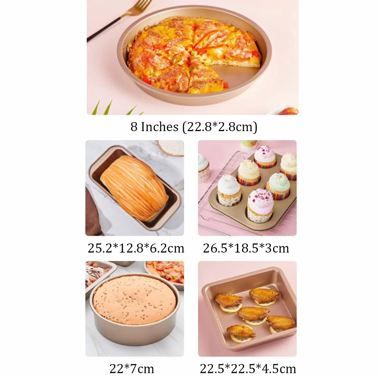 Naczynia kuchenne Nonstick zestaw do pieczenia arkusze do pieczenia ciastek tosty Pan ciasto foremka na muffinki chleb Pan 5 sztuka różowe złoto forma nieprzywierająca