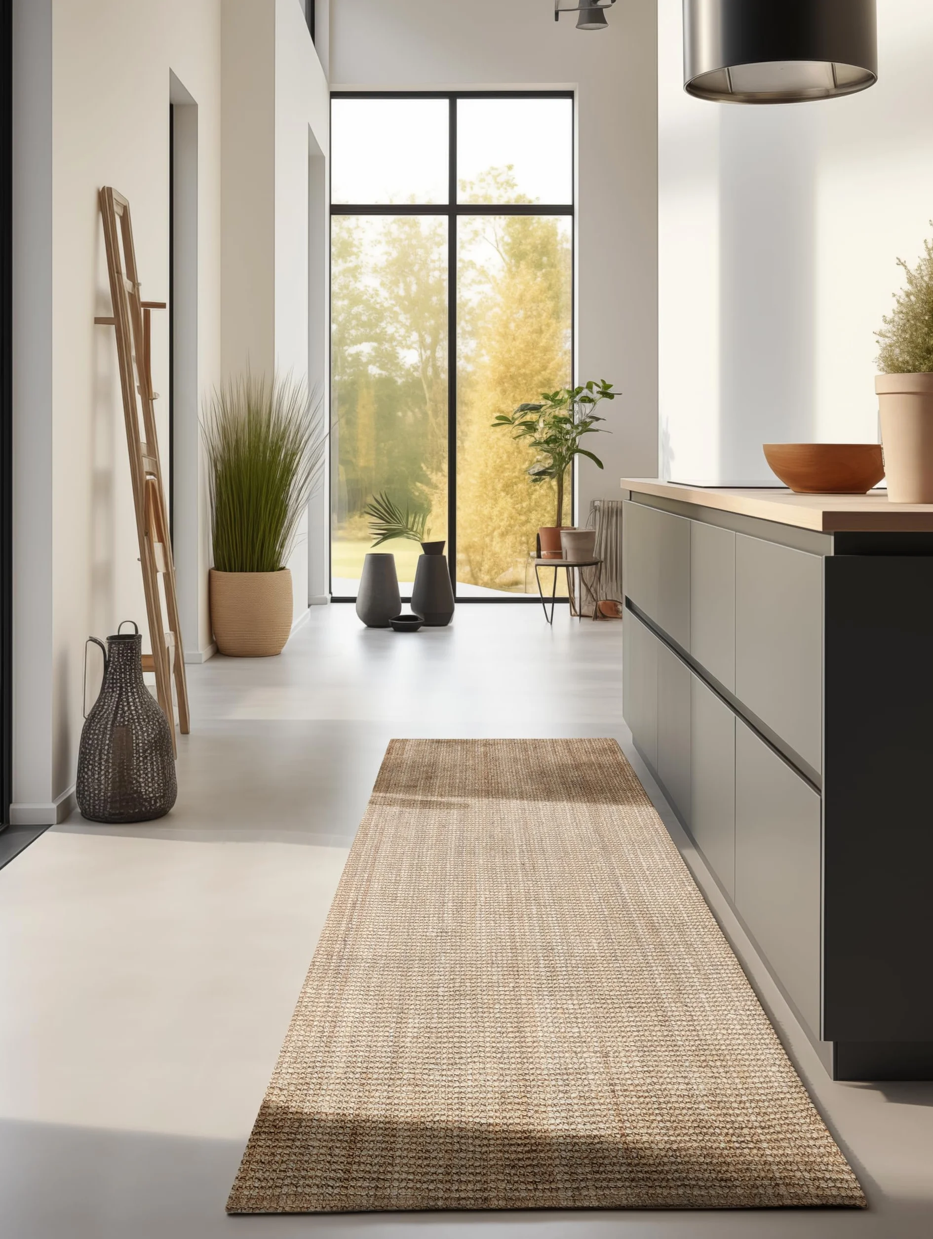Hanse Home Dywan jutowy – naturalny dywan do salonu, w 100% z juty – ręcznie tkany i naturalny – styl boho, z naturalnych włókien, dywan jutowy do salonu, sypialni, jadalni – naturalny złoty, 80 x 200