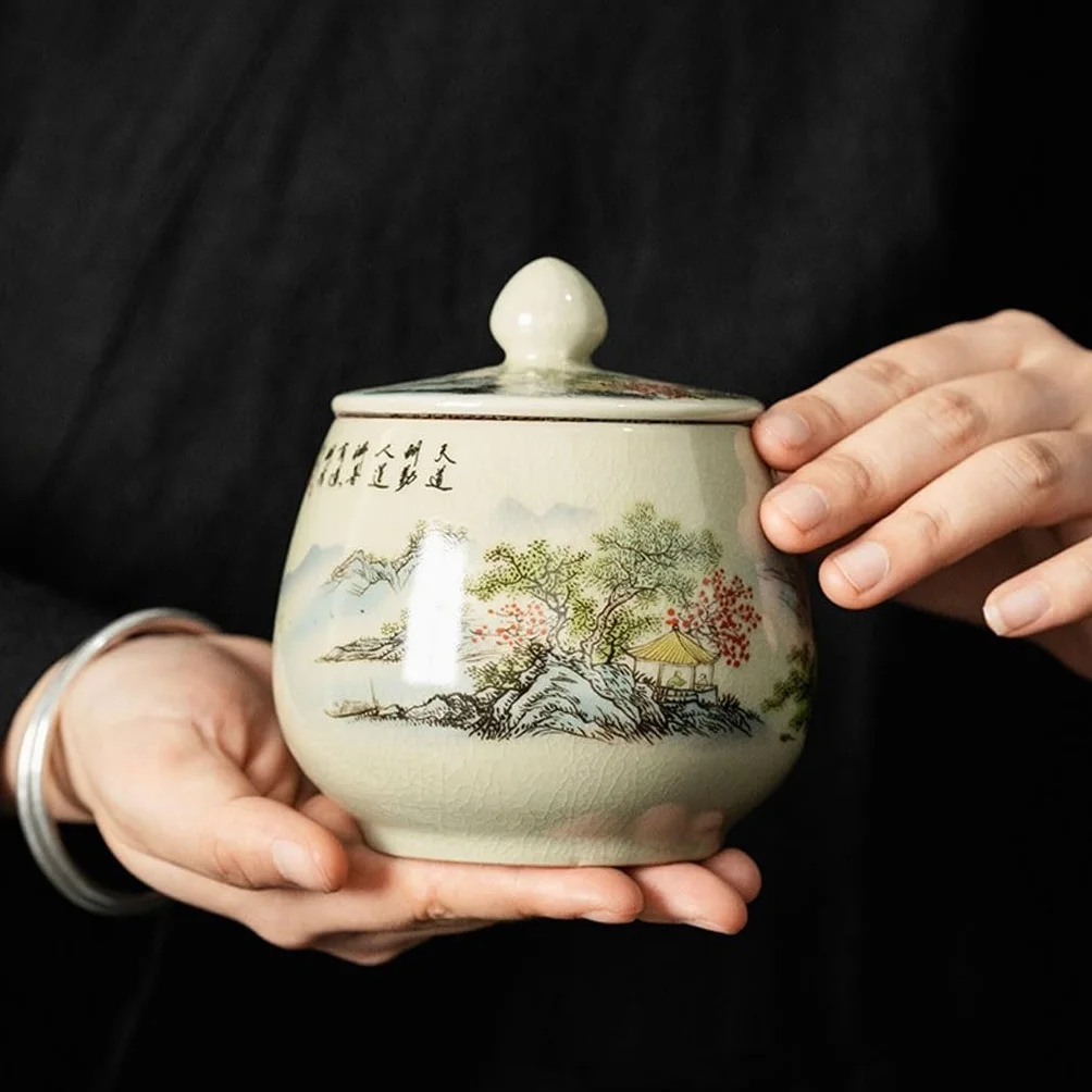 XYNSNDB Zestaw do herbaty Zamknię słoik Do przechowywania herbaty Zielona herbata w puszkach Ceramiczna puszka na herbatę Przenośna podróżna puszka na herbatę Zestaw do herbaty Słoik do przechowywania