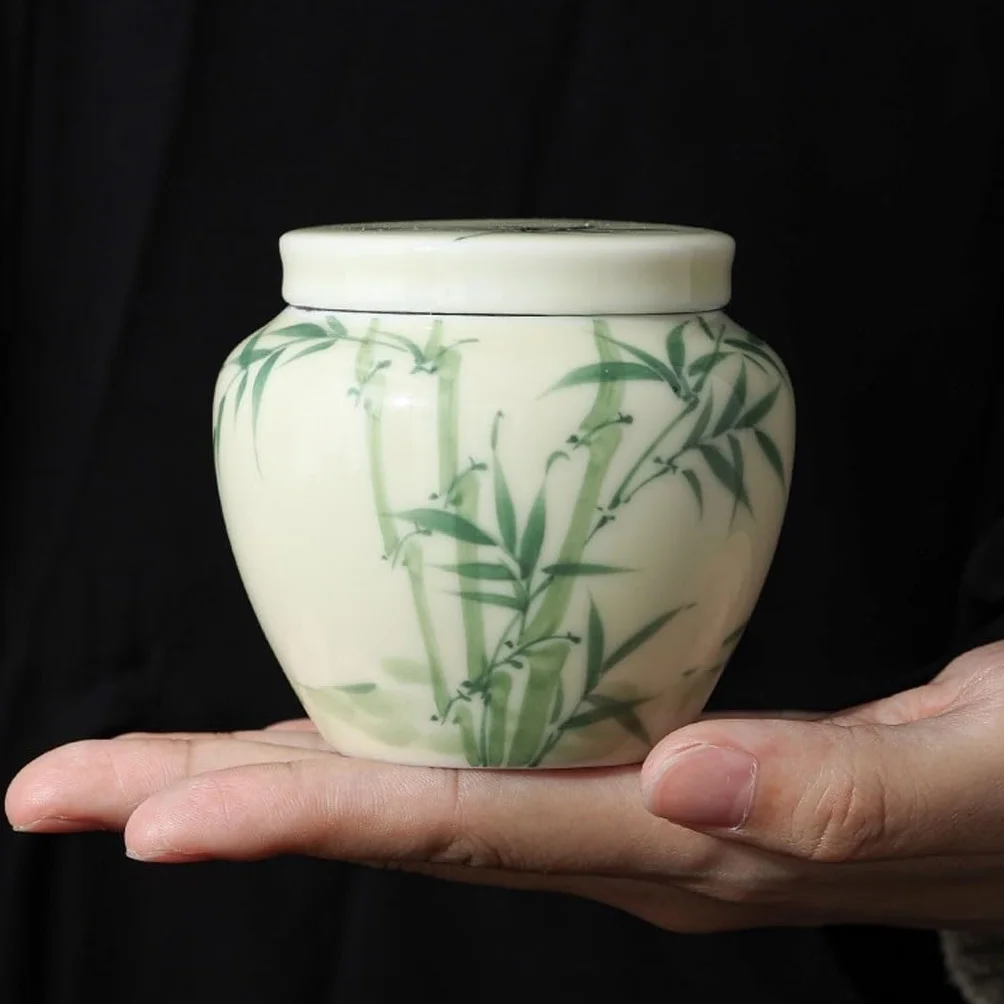 XYNSNDB Zestaw do herbaty Pojemnik do przechowywania herbaty Ręcznie malowane puszki na herbatę Zamknięte puszki Ceramiczne puszki do przechowywania gospodarstwa domowego Słoik do przechowywania