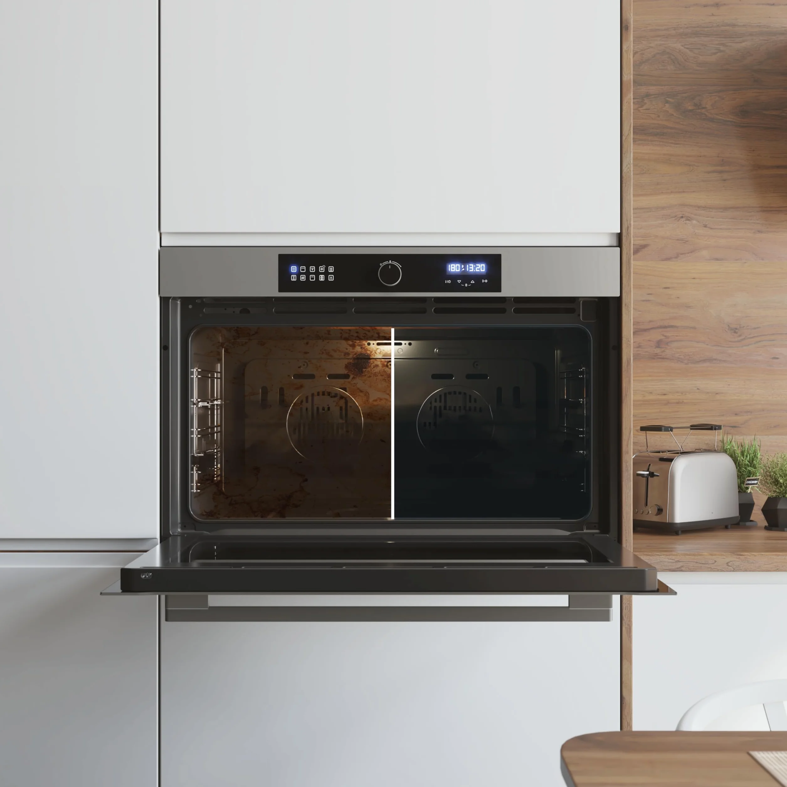 Cecotec Wielofunkcyjny piekarnik Bolero Hexa AF319000 Inox A 3800 W, pojemność 133 l, 11 funkcji z Airfryer Master, Mistrz pizzy, Steam Asisst, Steam EasyClean, 3D Cooking, Defrost