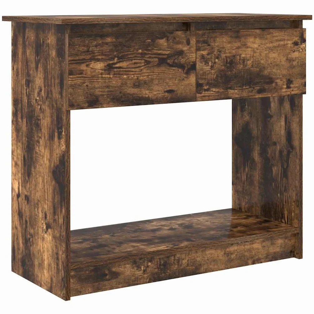 Générique Konsola stołowa z szufladami Chene Dym 85,5x38,5x74,5 cm | Stabilne drewno konstrukcyjne, gładka powierzchnia, łatwe czyszczenie, wszechstronne przechowywanie