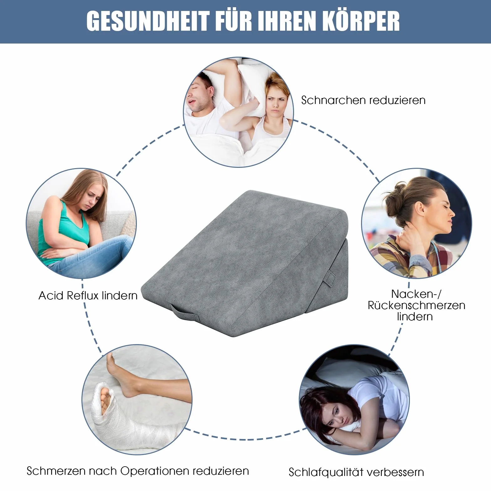 COSTWAY Poduszka klinowa z pianki memory foam, ergonomiczna do czytania i na nogi