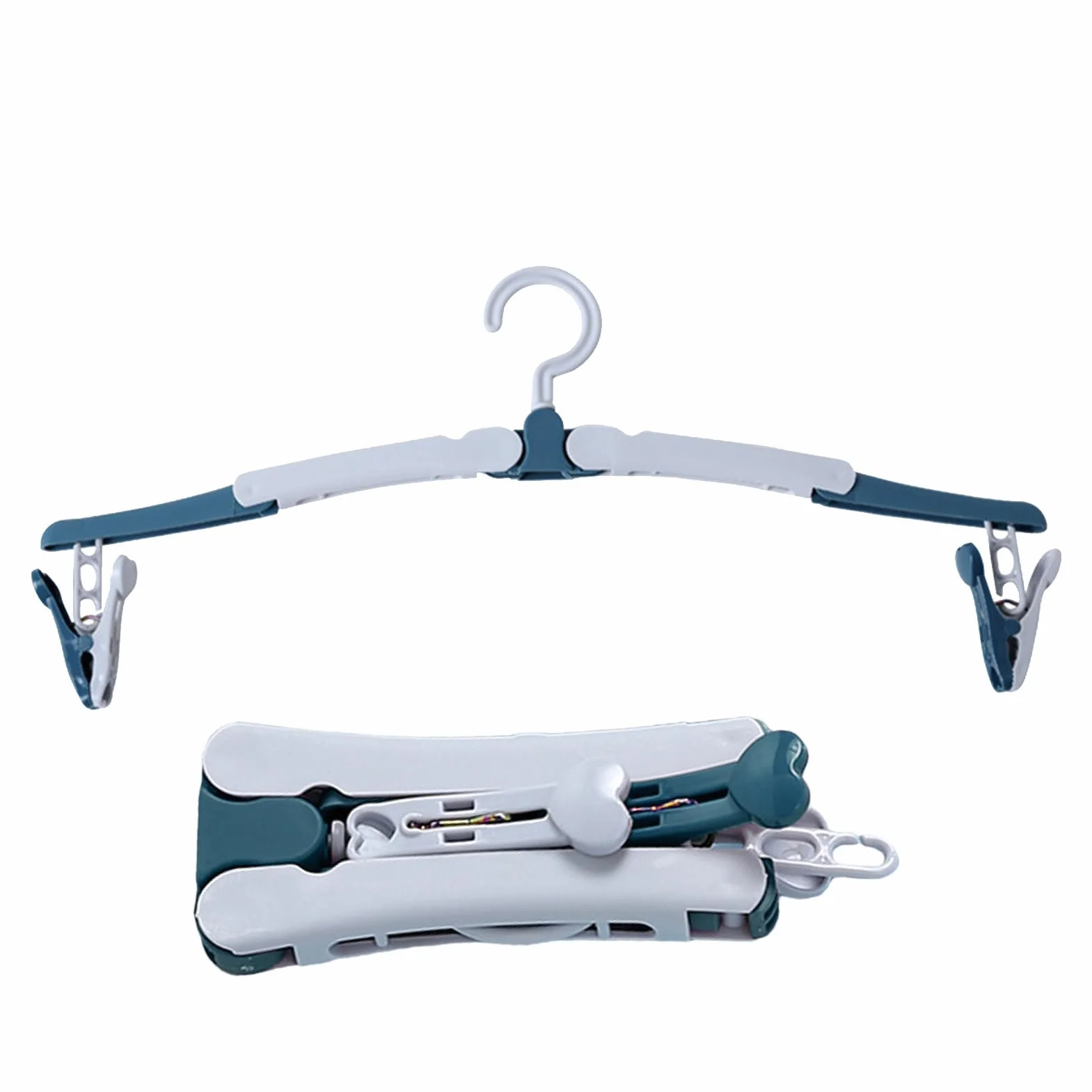 Travel Hangers, Foldable Clothes Hangers, Portable Anti-Slip Hanger, Space-Saving Design, Two Way Clips for Drying Garments, 15.16x5.98 Inches, Blue, Red, 1 Piece