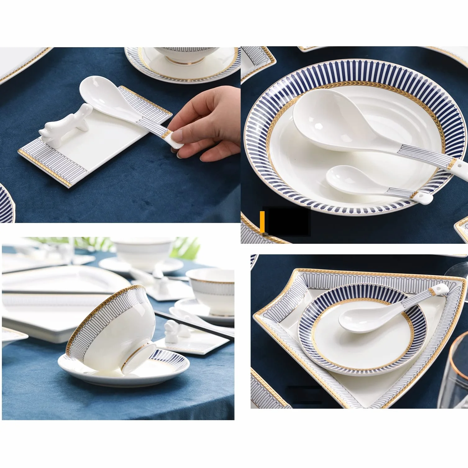 H3TF5J Zestaw stolików w Chinach kości, piekarnik mikrofalowy, zmywarka do naczyń, prezent ślubny, nowoczesny i prosty, lekkie luksusowe miski ceramiczne i talerze (OneColor)