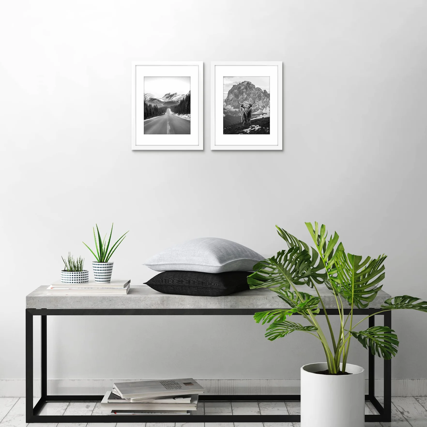 Americanflat Ramka na zdjęcia 20 x 35 cm, biała, 2 sztuki – jako ramka na zdjęcia 20 x 25 cm z matą – zawiera sprzęt do zawieszania piłek do prezentacji poziomej lub pionowej