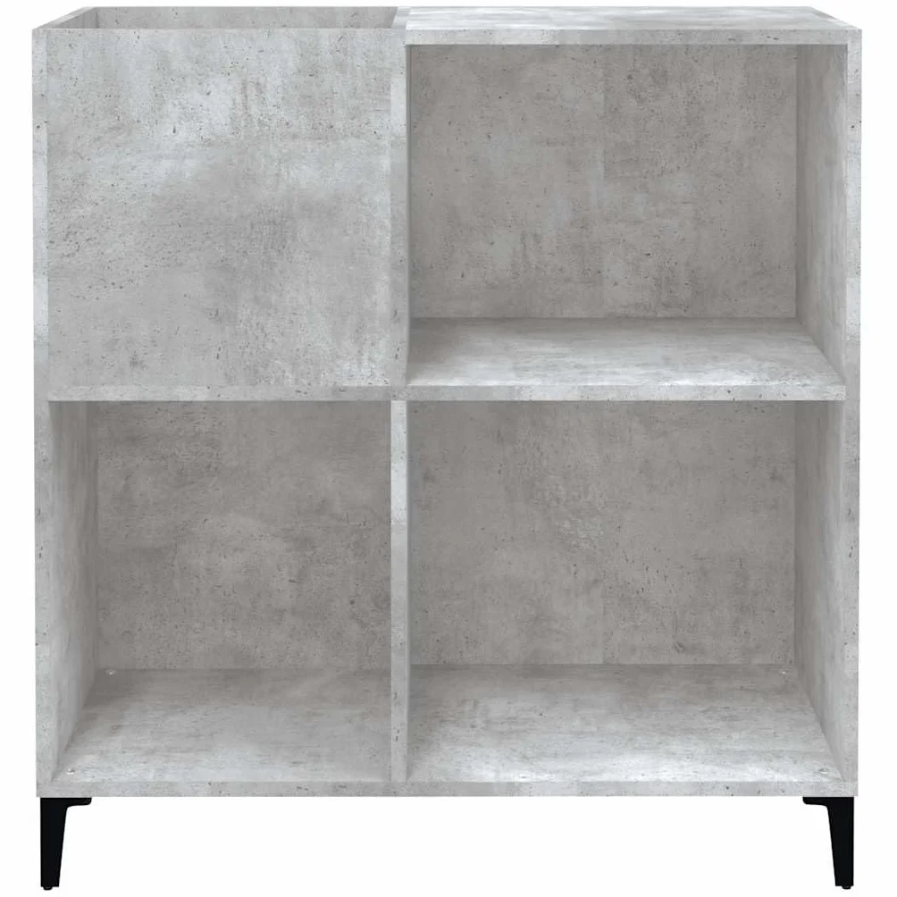Szafa panelowa, betonowa, szara, 84,5 x 38 x 89 cm, materiał drewnopochodny z metalowymi nogami, dużo miejsca do przechowywania płyt winylowych LP, witryna, szafka pomocnicza, do salonu lub