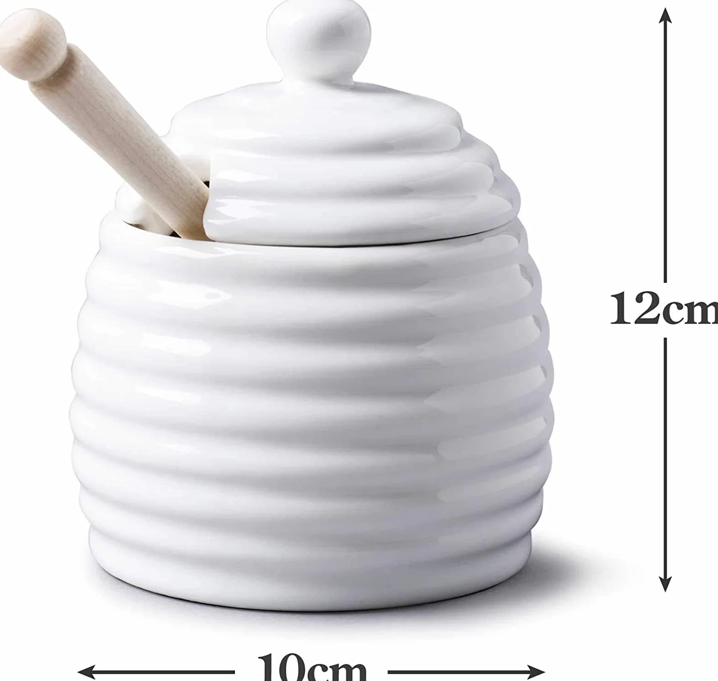 WM Bartleet & Sons 1750 T260 tradycyjna porcelana dzbanek na miód z drewna bukowego 11 cm – biały