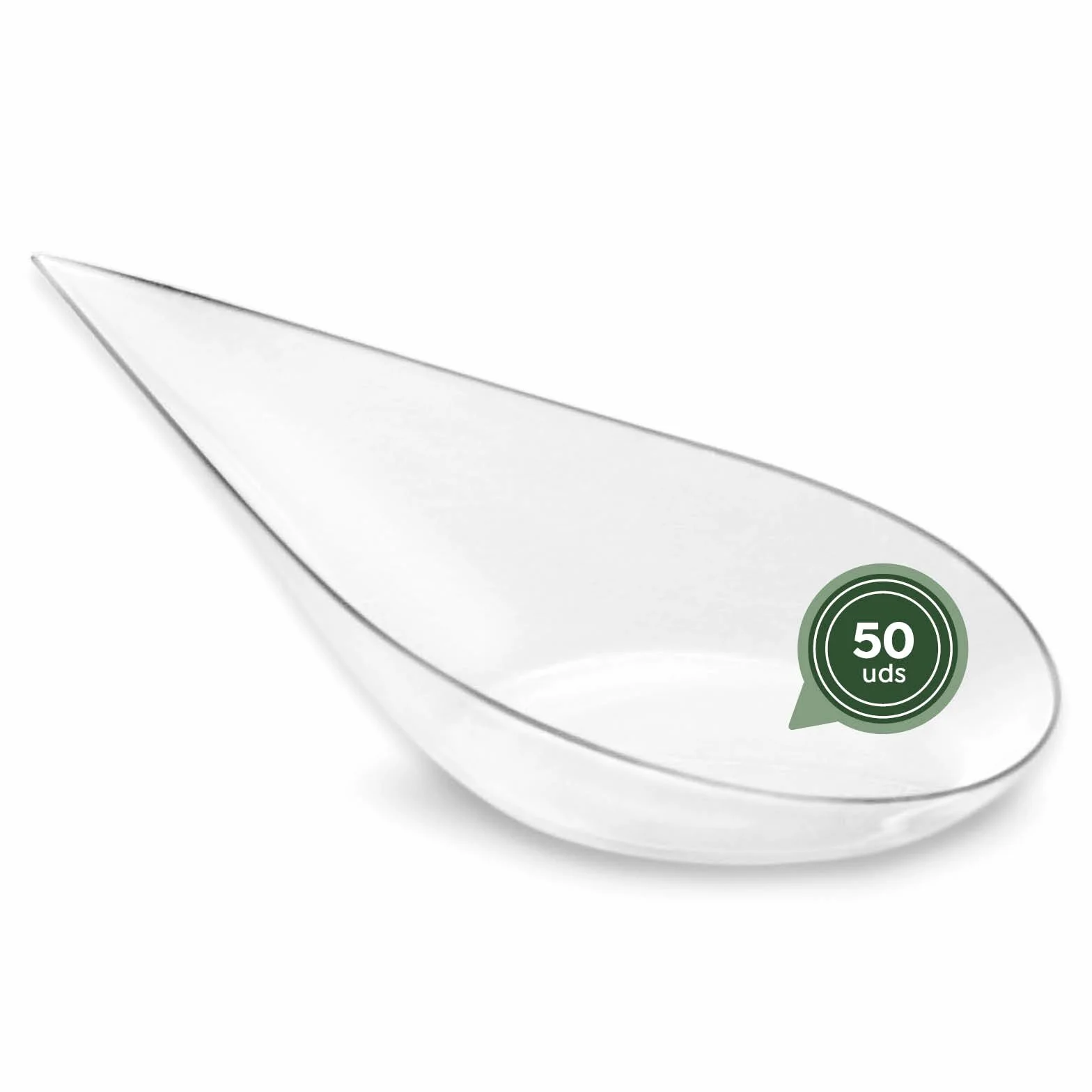 MAXI PRODUCTS 50 szt. Łyżka do cateringu łza kolor przezroczysty - 10,1 x 5 cm, z tworzywa sztucznego do recyklingu, catering, specjalne artykuły spożywcze, wydarzenia, degustacja, food trucks -