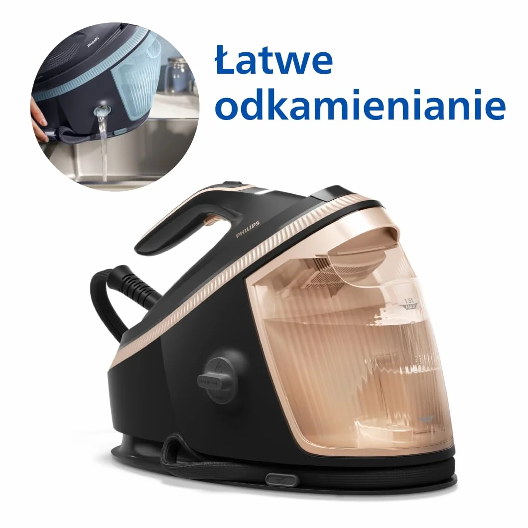 Philips PerfectCare serii 7000 Generator pary, uderzenie pary 650g, 8.5 Bara, stopa SteamGlide Elite, automatyczna inteligentna para (PSG7300/80)