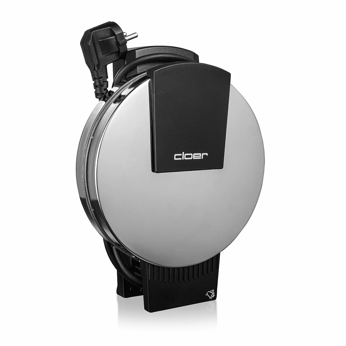 Cloer 285 Maszynka do Robienia Wafli na Cienkie, Chrupiące Szyszki, 800 W, 14,5 cm Ø, Sygnał Akustyczny, Bezstopniowa Regulacja Stopnia Przypieczenia, Stal Nierdzewna, Chrom