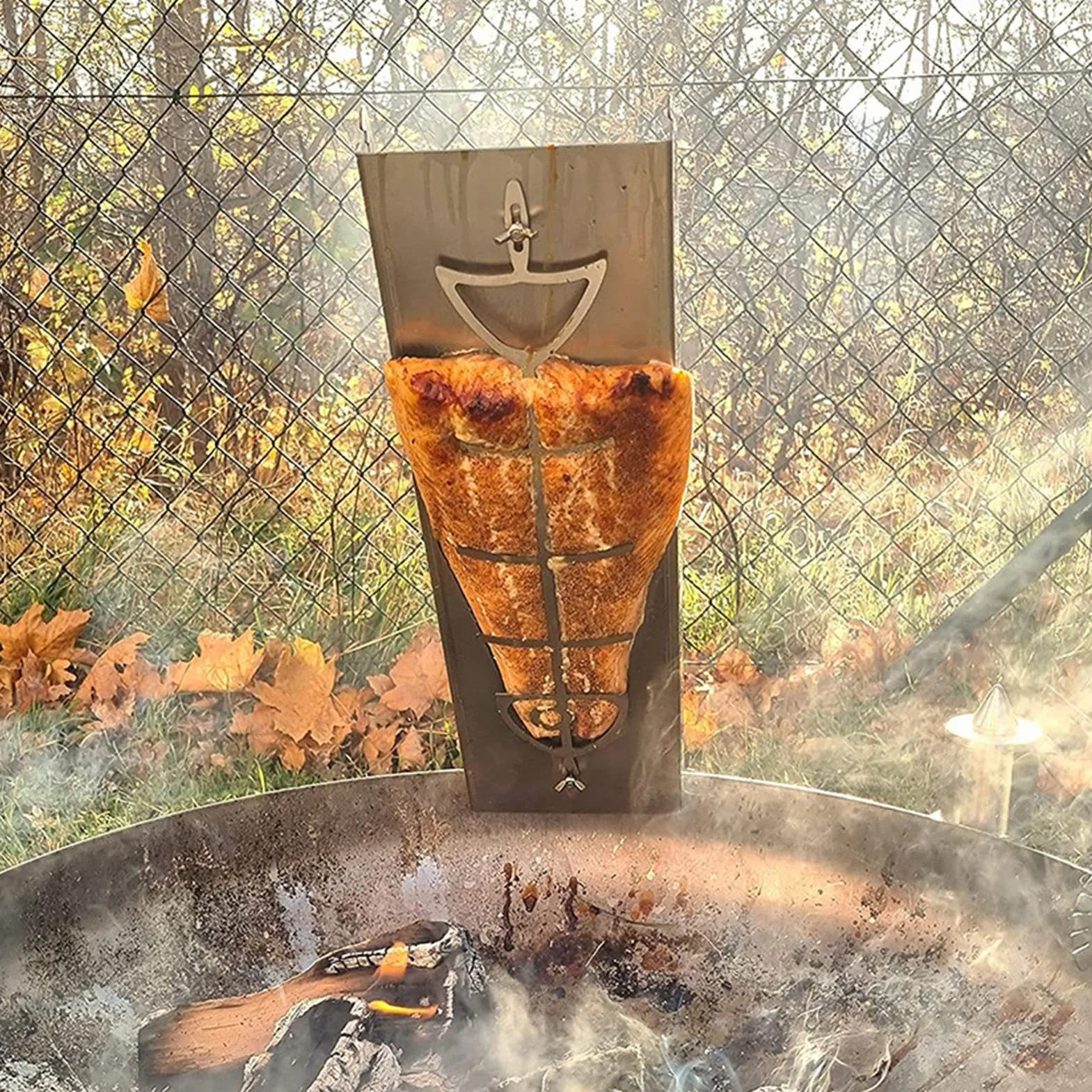 Uchwyt Na Ryby Płomień bezpieczna gładka deska do akcesoria BBQ | Przenośny Płaski Uchwyt Do Łososia Płomień Naczynia kempingowe wędkarsko-piknikowe patio i