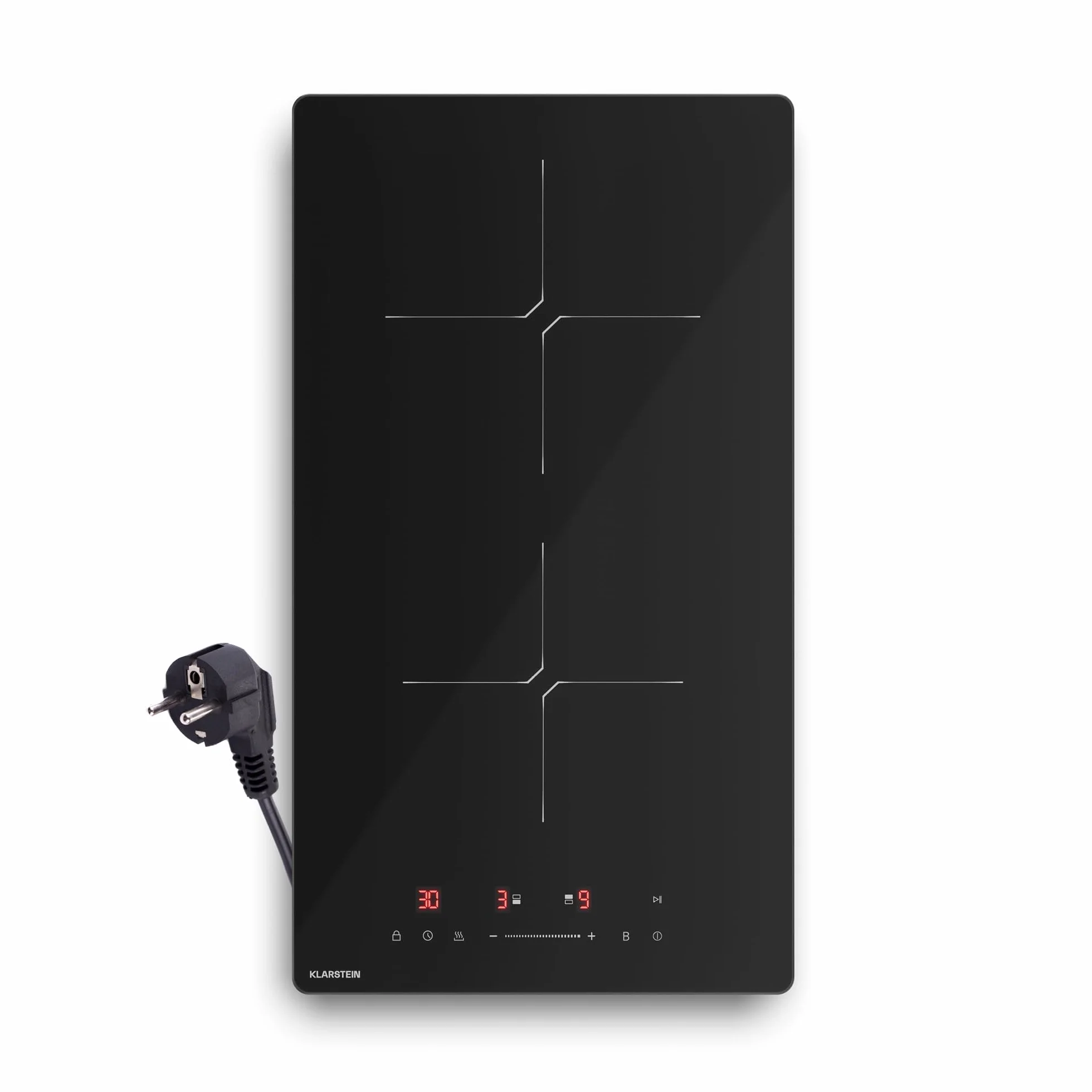 Klarstein PowerGlide Induktionskochfeld 2-Zonen 3500W Boost Touch-Schieberegler Schwarz