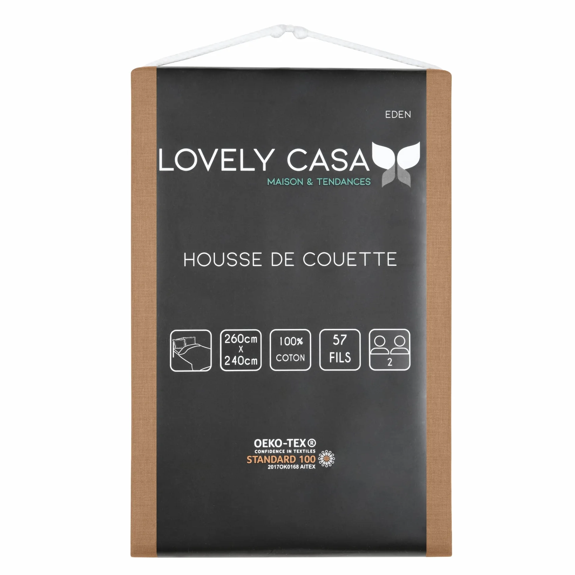Lovely Casa - Poszewka na kołdrę -Rozmiar 260x240 cm - 100% bawełna z certyfikatem Oeko-Tex - Kolor Curry - Model Eden - Pościel do domu - idealne podwójne łóżko Queen lub King Size