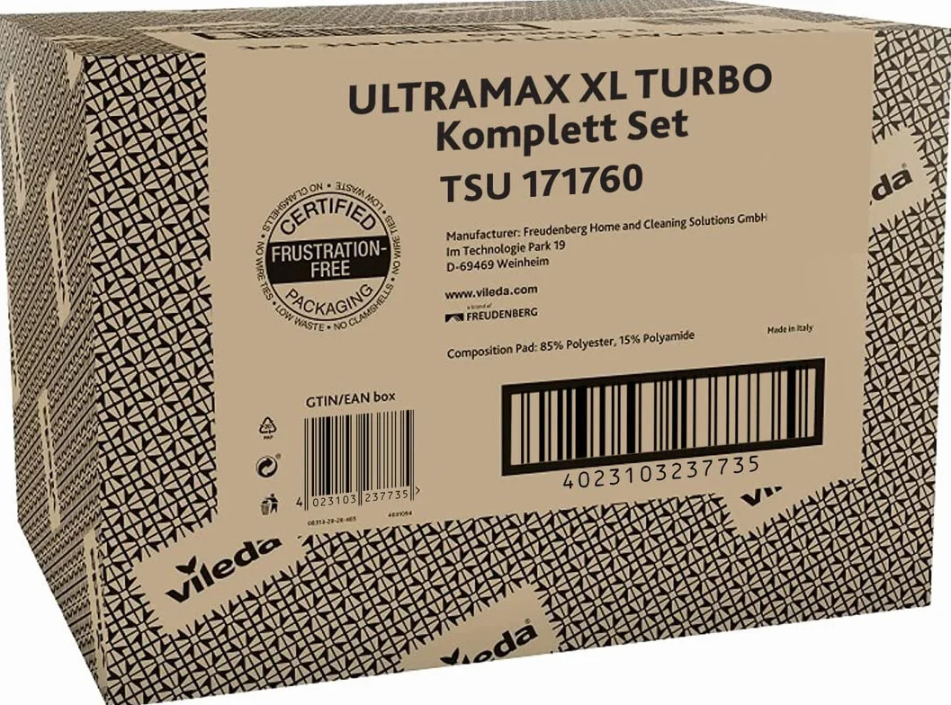 Vileda Ultramax Xl Turbo Box Zestaw Mop i Wiadro, Czarny/Czerwony, XL
