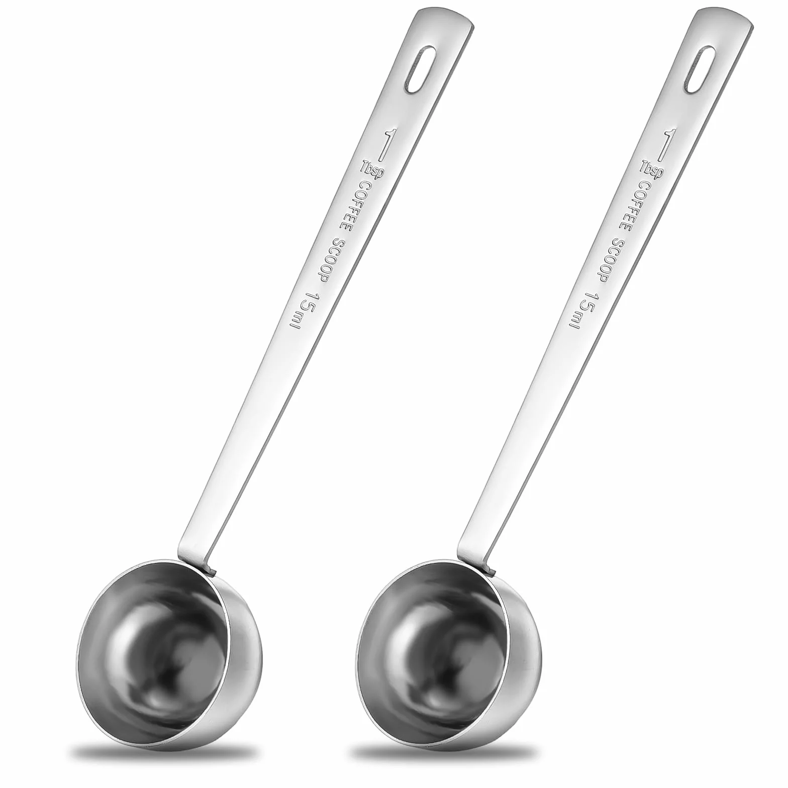 Tyqour 2 sztuki, 15 ml łyżki do kawy ze stali nierdzewnej, łyżki do kawy 15 ml, łyżeczka do kawy, porcja, łyżka do kawy z długim uchwytem, okrągła łyżka do kawy wielokrotnego użytku do cukru, herbaty