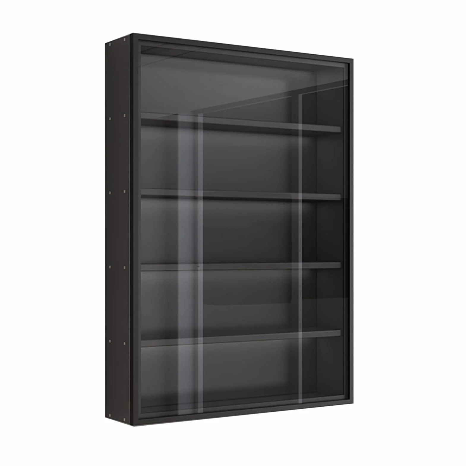 Montowana na ścianie 4/5/6/7-poziomowa witryna wystawowa, szklane drzwi, witryna do kolekcjonowania, ozdób, figurek, do salonu, sypialni, czarna 40 x 12,5 x 59,6 cm