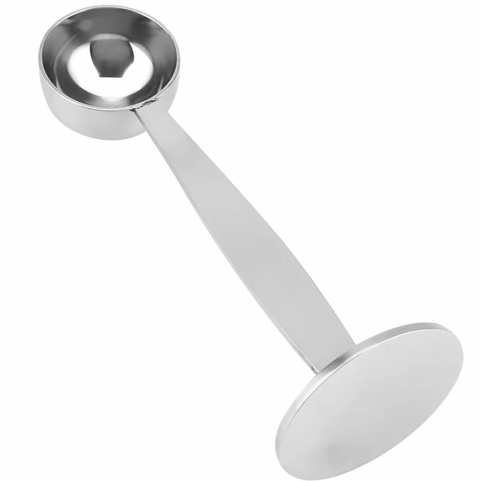 Łyżka do Ziaren Kawy Dwufunkcyjna łyżka do Kawy, 2 w 1 Miarka do Ubijania Ziaren Kawy w Proszku, Dwustronna Długa Szufelka Ręczna do Soku z Mleka Kawowego w Proszku, łyżka Stołowa ze Stali Nierdzewnej