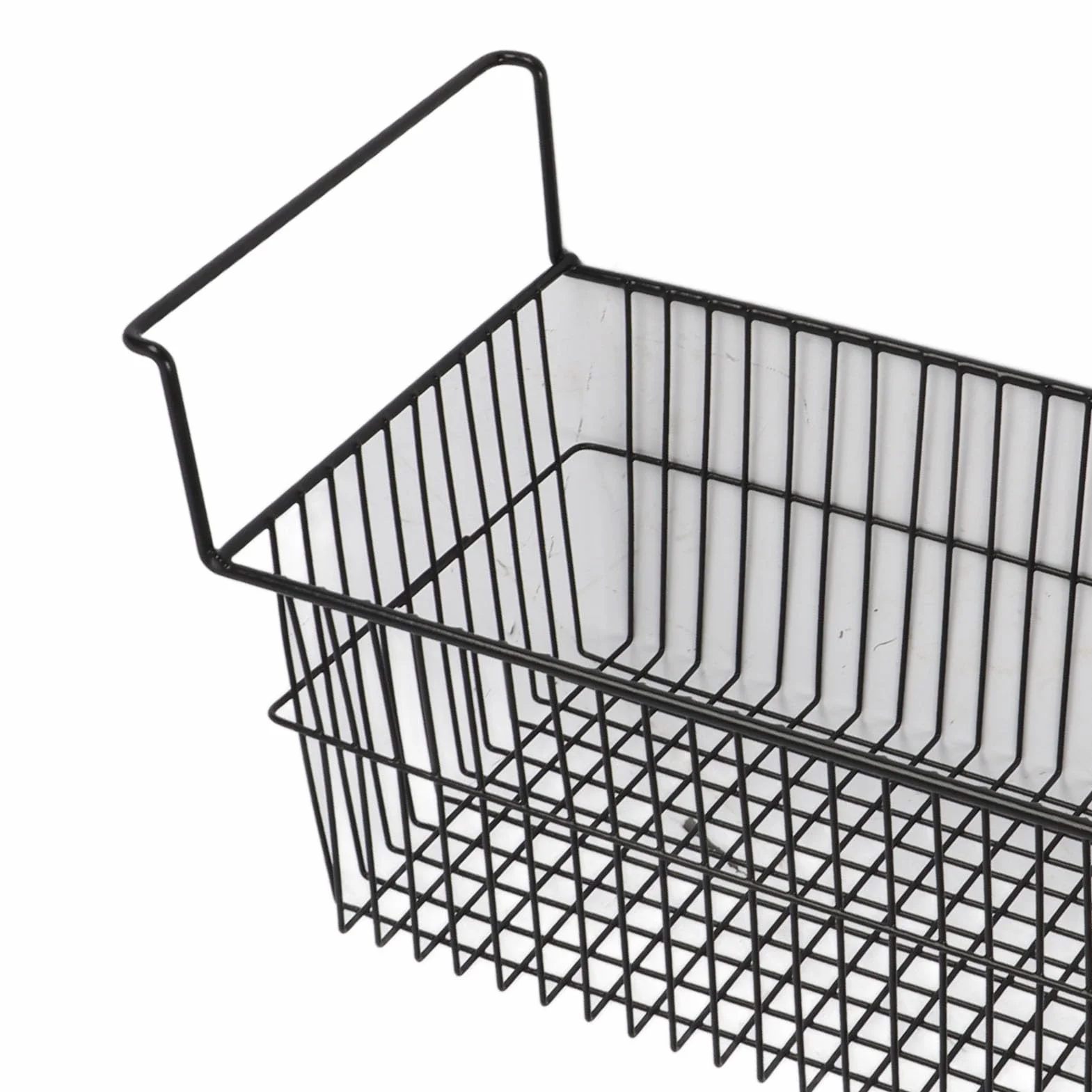 Generic Pojemniki z zamrażarką skrzyniową Mocny Metalowy Drut Możliwość Układania w Stosy Regał do Przechowywania Schludnych Przyborów Kuchennych 2 Opakowania do Szafek, Szaf Czarny (Dł. 63 cm x