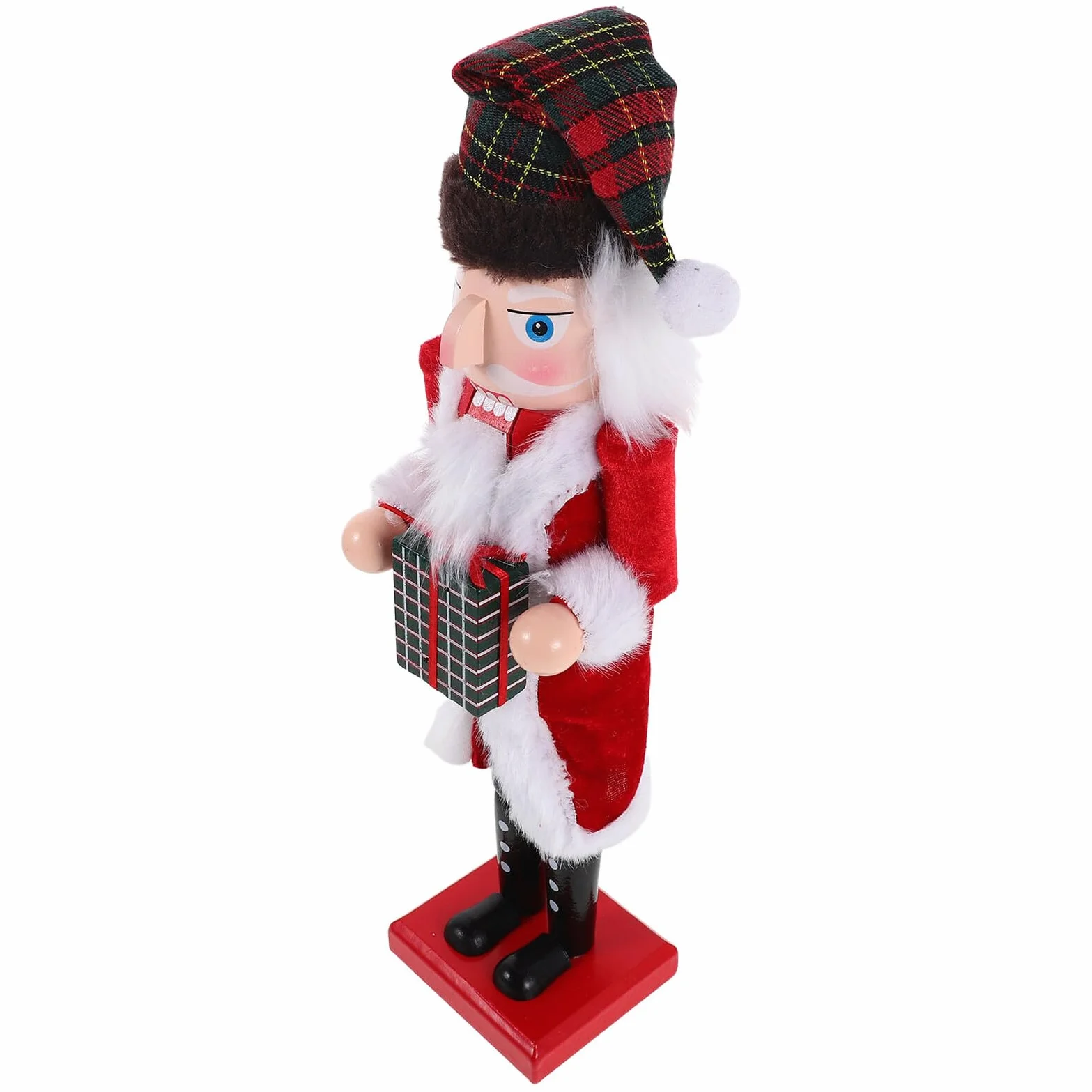 Toyvian Drewniana Figurka Dziadka Do Orzechów z Podstawką Ręcznie Malowany Żołnierz Nutcracker Dekoracja Świąteczna Stół i Półkę Trwały i Ornament Bożonarodzeniowy