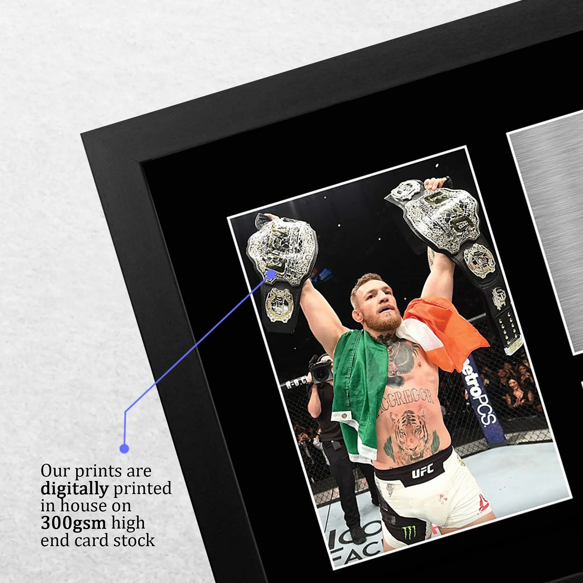 HWC Trading FR Conor McGregor prezent podpisany w ramce A4 drukowany autograf UFC prezenty wydruk zdjęcia obraz wyświetlacz
