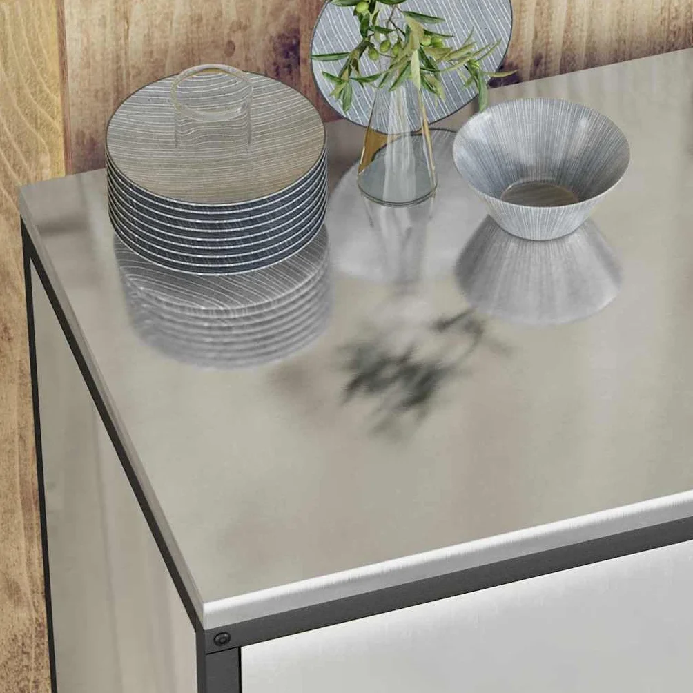 HATTEM zestaw do przechowywania kuchennego, 3 sztuki, srebrny | Stal ocynkowana, 4-drzwiowa, 6 półek, 90 x 50 x 92 cm, 60 x 50 x 92 cm