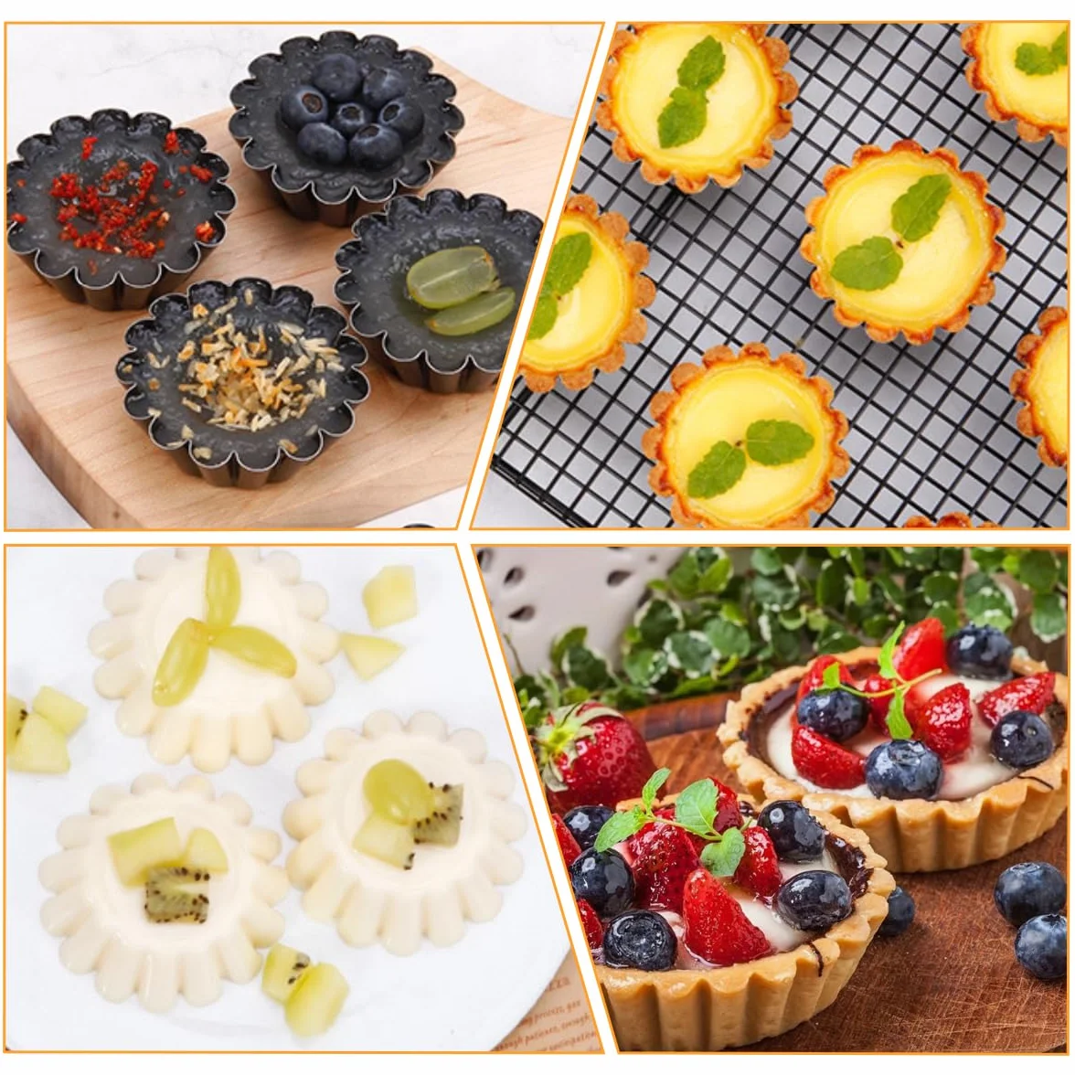 20 sztuk 6 x 2,5 cm foremek do tortletów, mini foremek do tarty, małe foremki do tarty, foremki do ciasta jajecznego, mini foremki ze stali węglowej, do puddingu, ciasta, babeczek